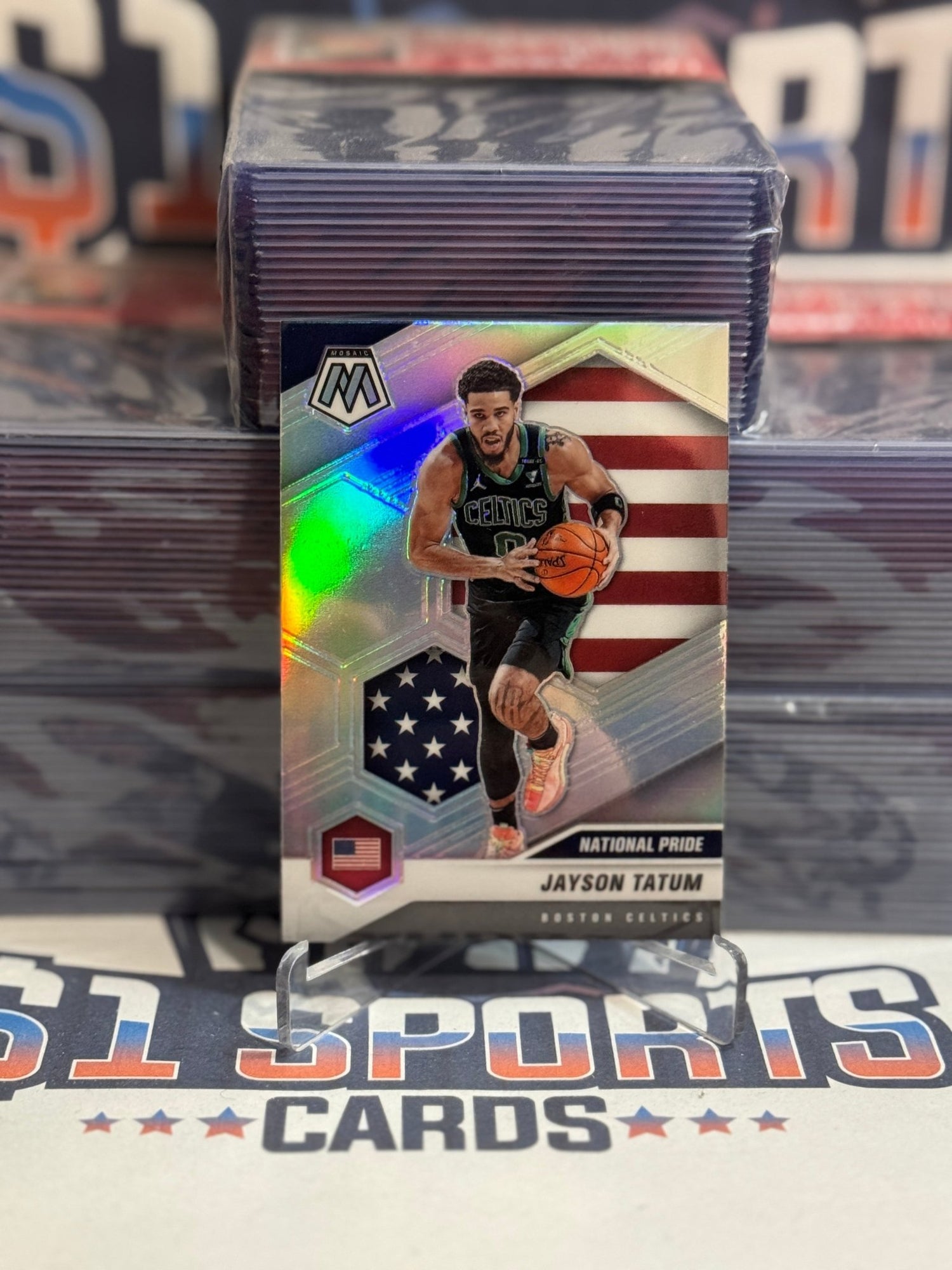2020 Panini Mosaic (Silver Prizm, National Pride) Jayson Tatum 254