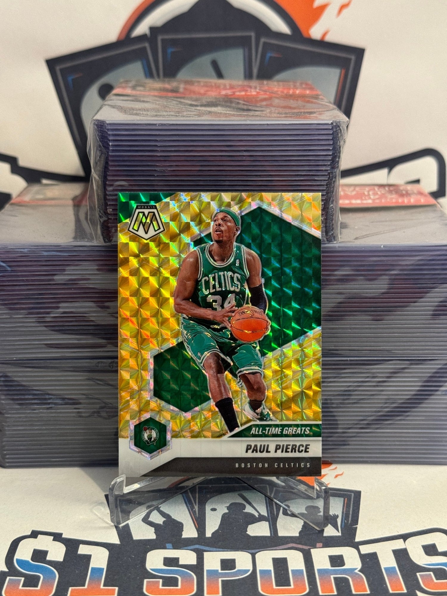 2020 Panini Mosaic (Yellow Reactive Prizm, All-Time Greats) Paul Pierce #285