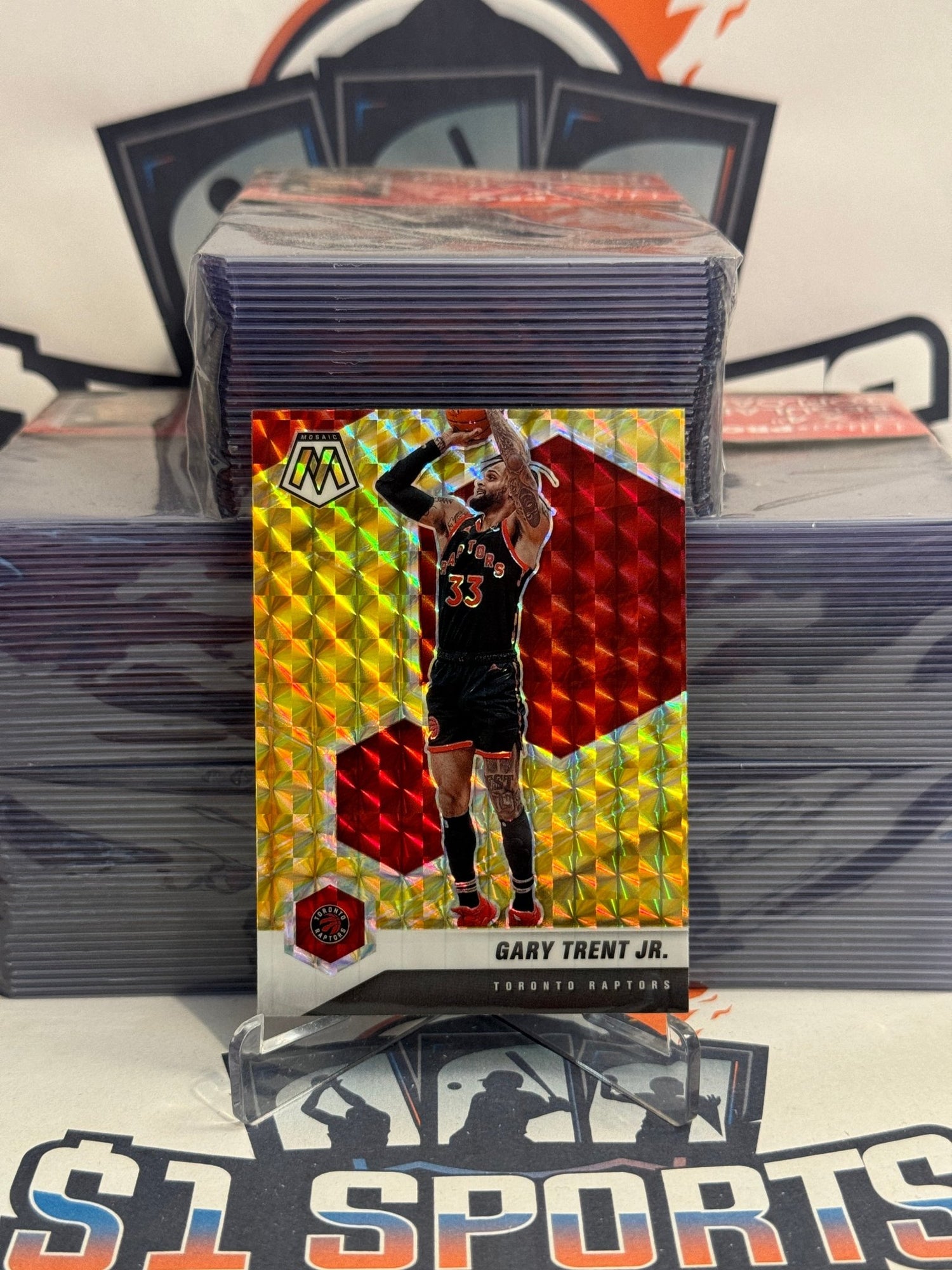 2020 Panini Mosaic (Yellow Reactive Prizm) Gary Trent Jr. #135