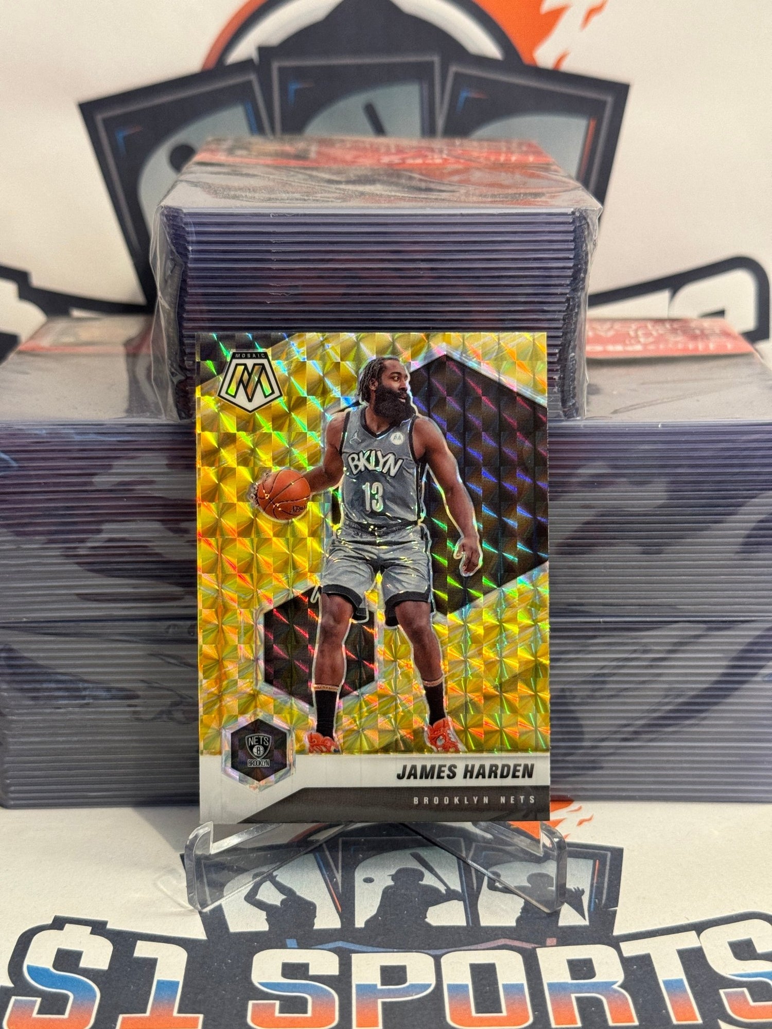 2020 Panini Mosaic (Yellow Reactive Prizm) James Harden #173