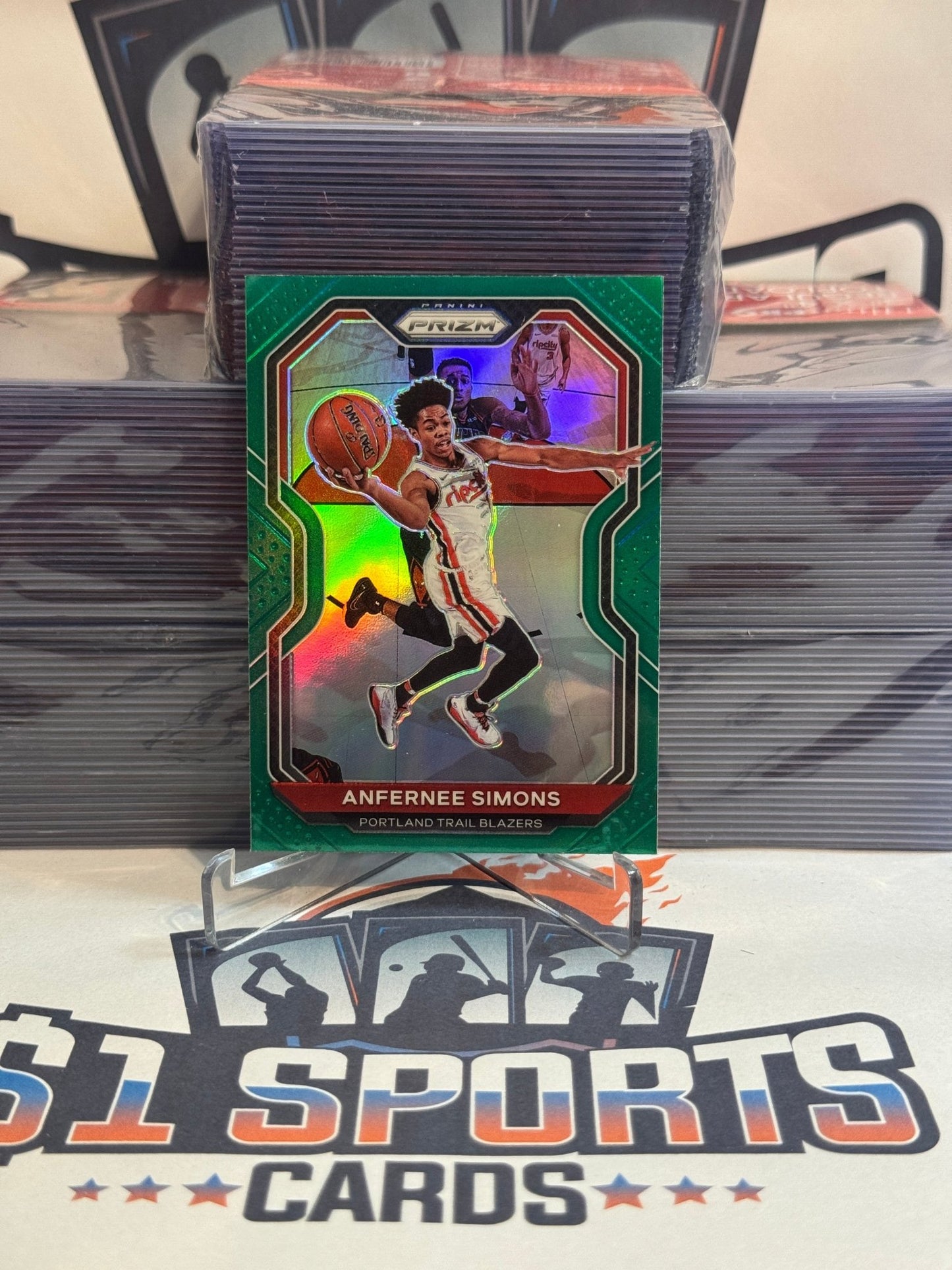 2020 Panini Prizm (Green Prizm) Anfernee Simons #24