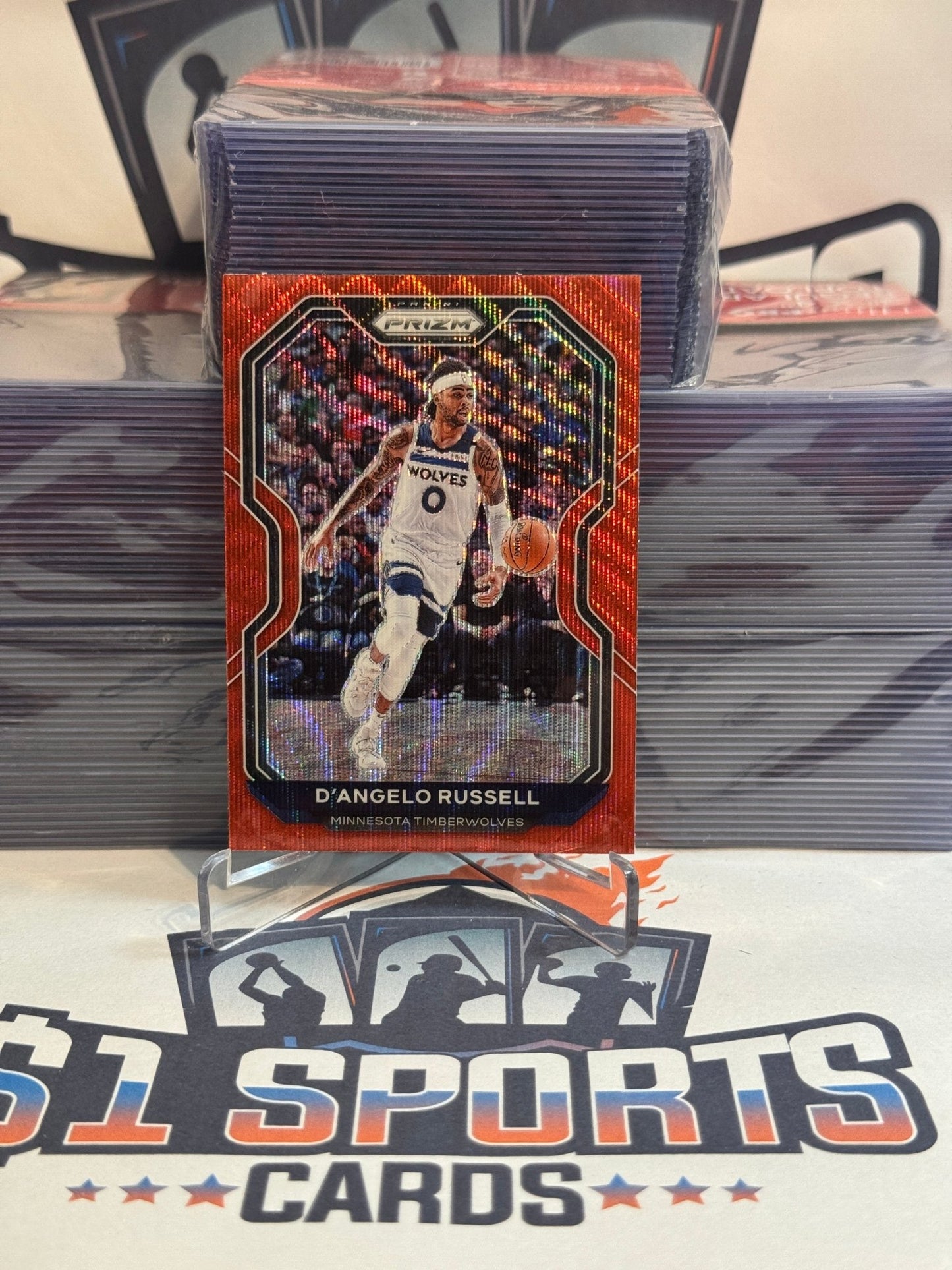 2020 Panini Prizm (Ruby Wave Prizm) D'angelo Russell #95