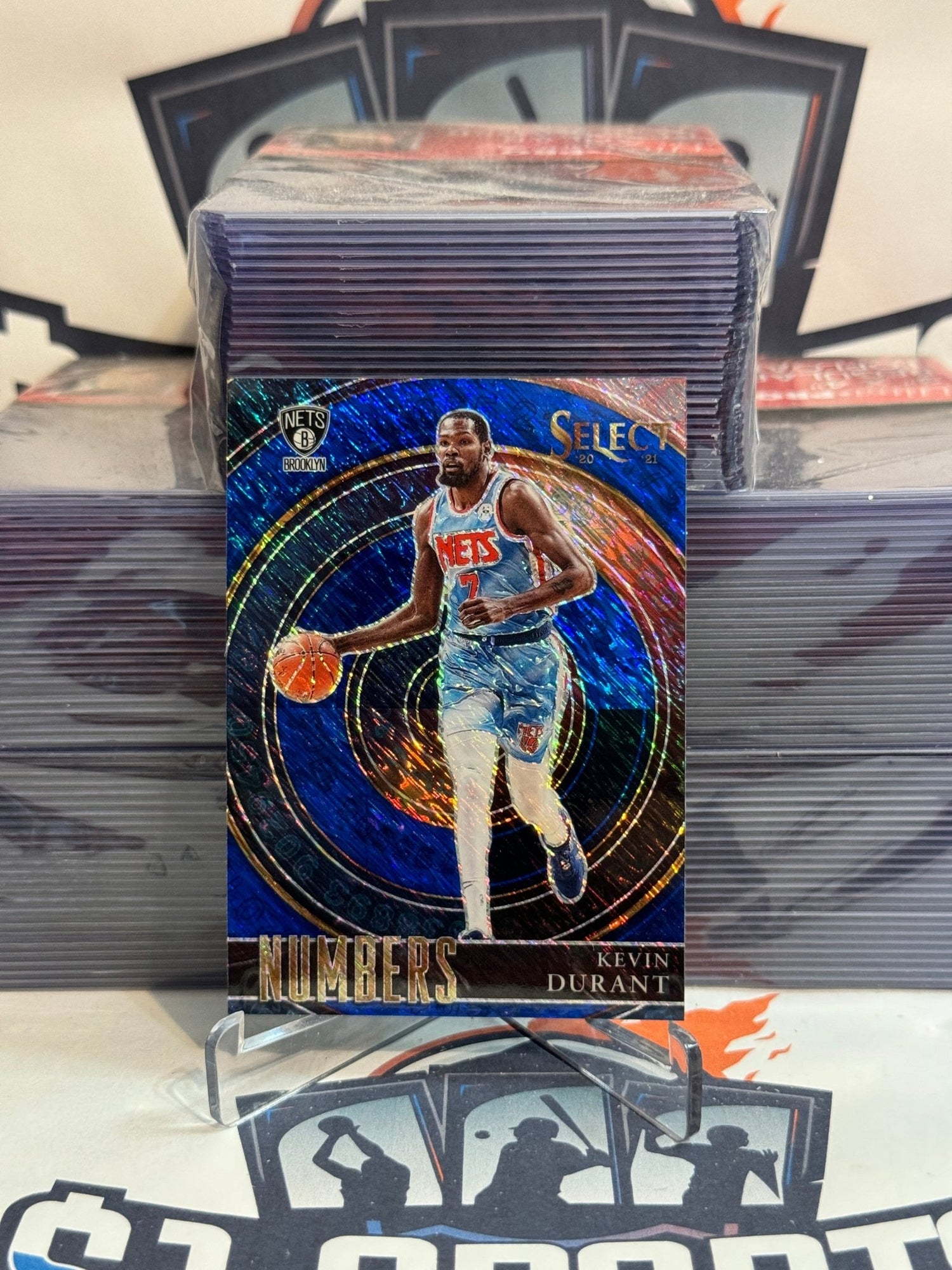 2020 Panini Select (Blue Prizm, Numbers) Kevin Durant #10