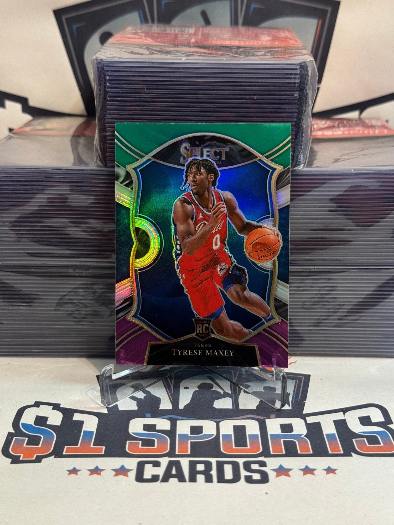 2020 Panini Select (Purple White Green Prizm) Tyrese Maxey Rookie #81