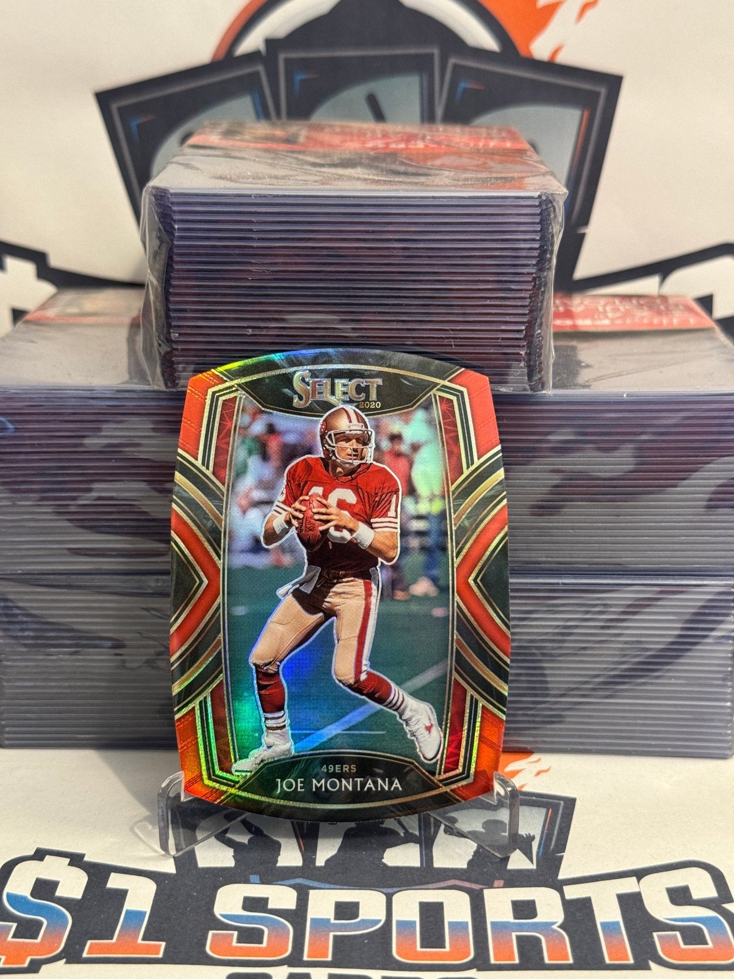 2020 Panini Select (Red Die Cut Prizm, Club Level) Joe Montana #219