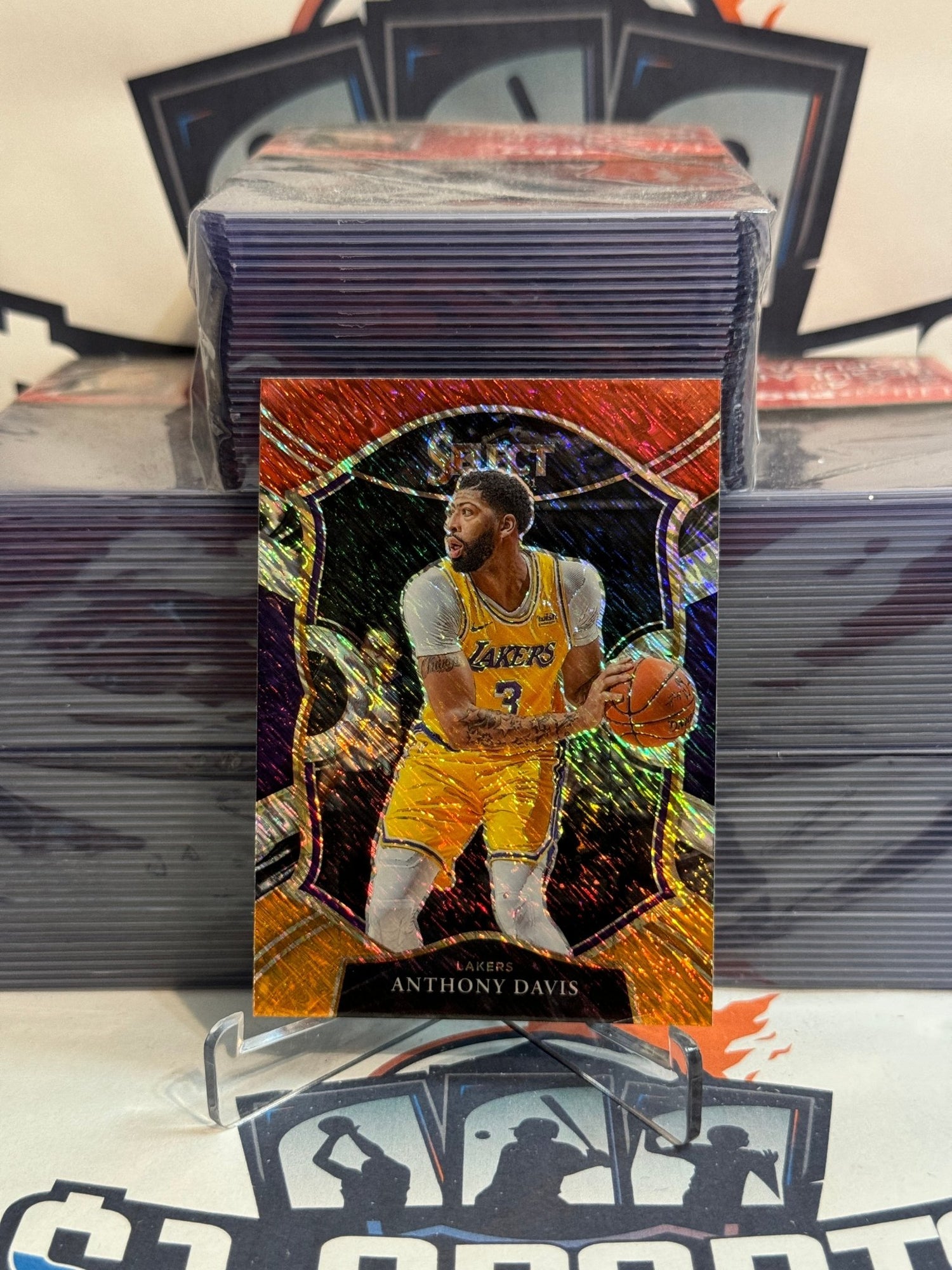 2020 Panini Select (Red White Orange Shimmer Prizm) Anthony Davis #45