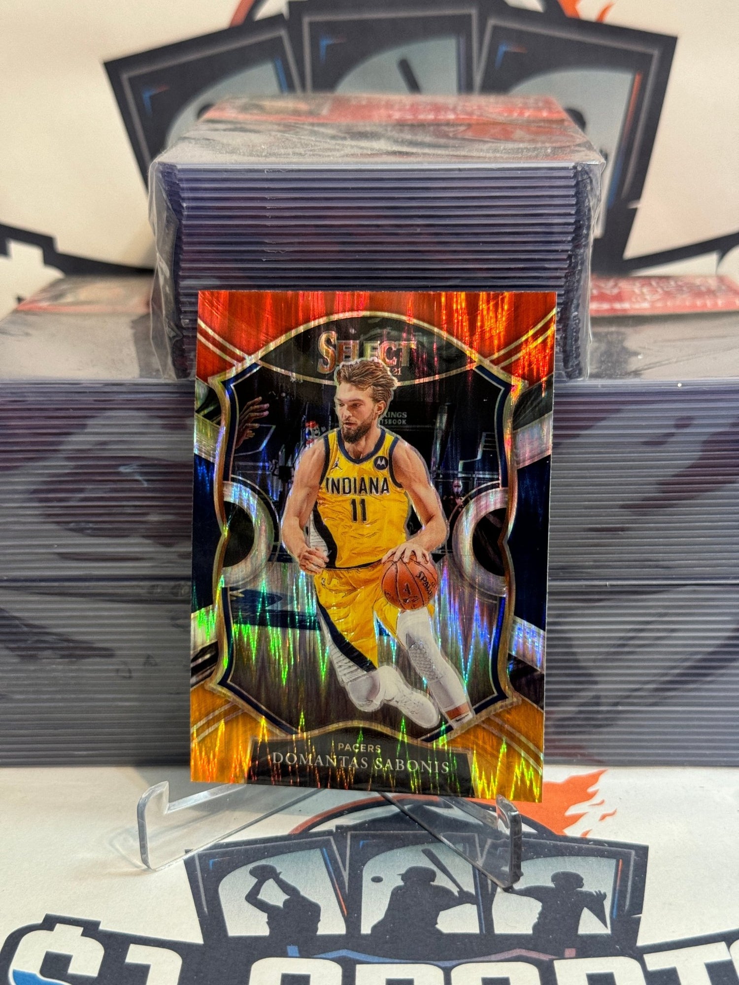 2020 Panini Select (Red White Orange Shimmer Prizm) Domantas Sabonis #56