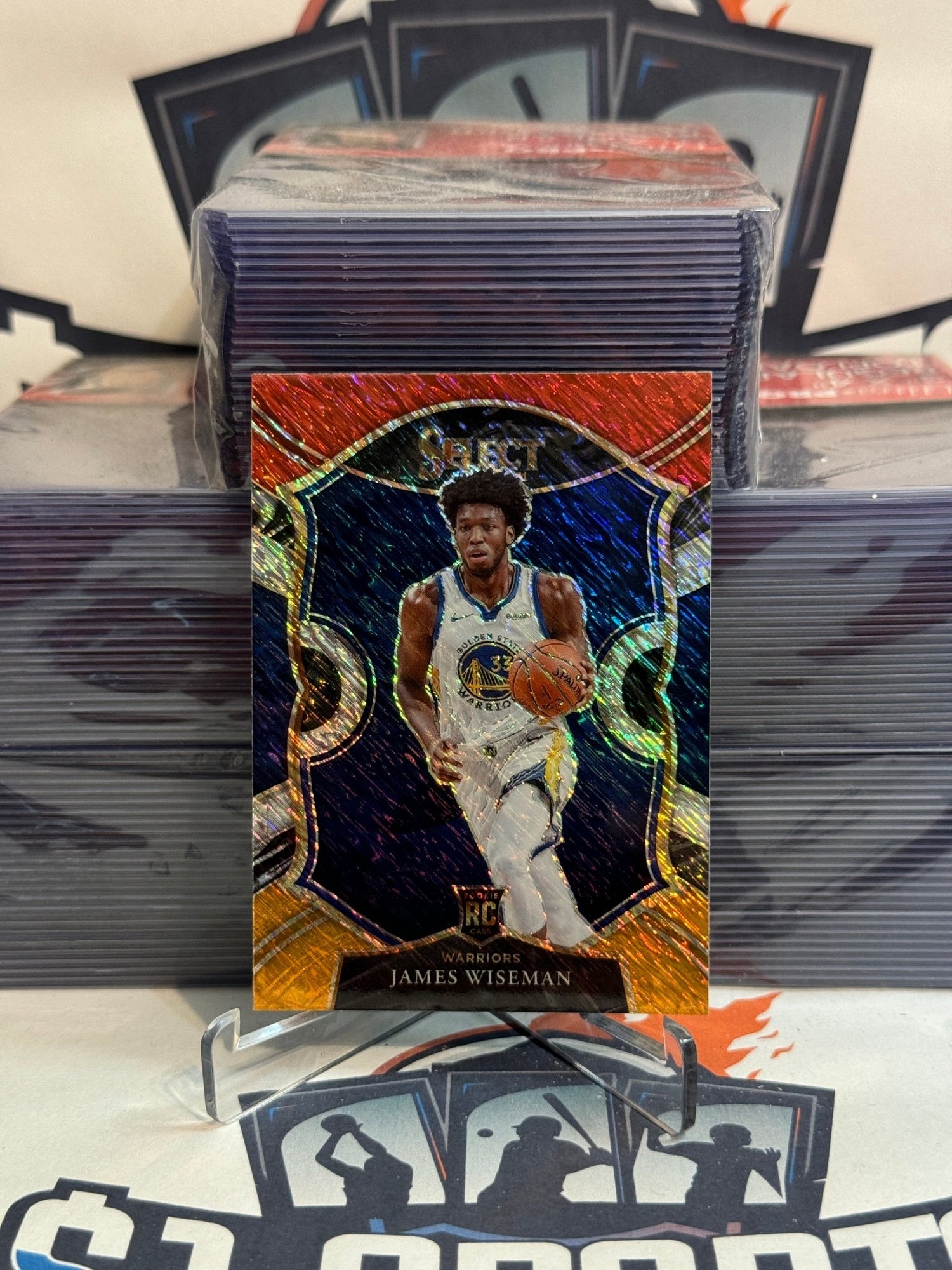 2020 Panini Select (Red White Orange Shimmer Prizm) James Wiseman Rookie #62