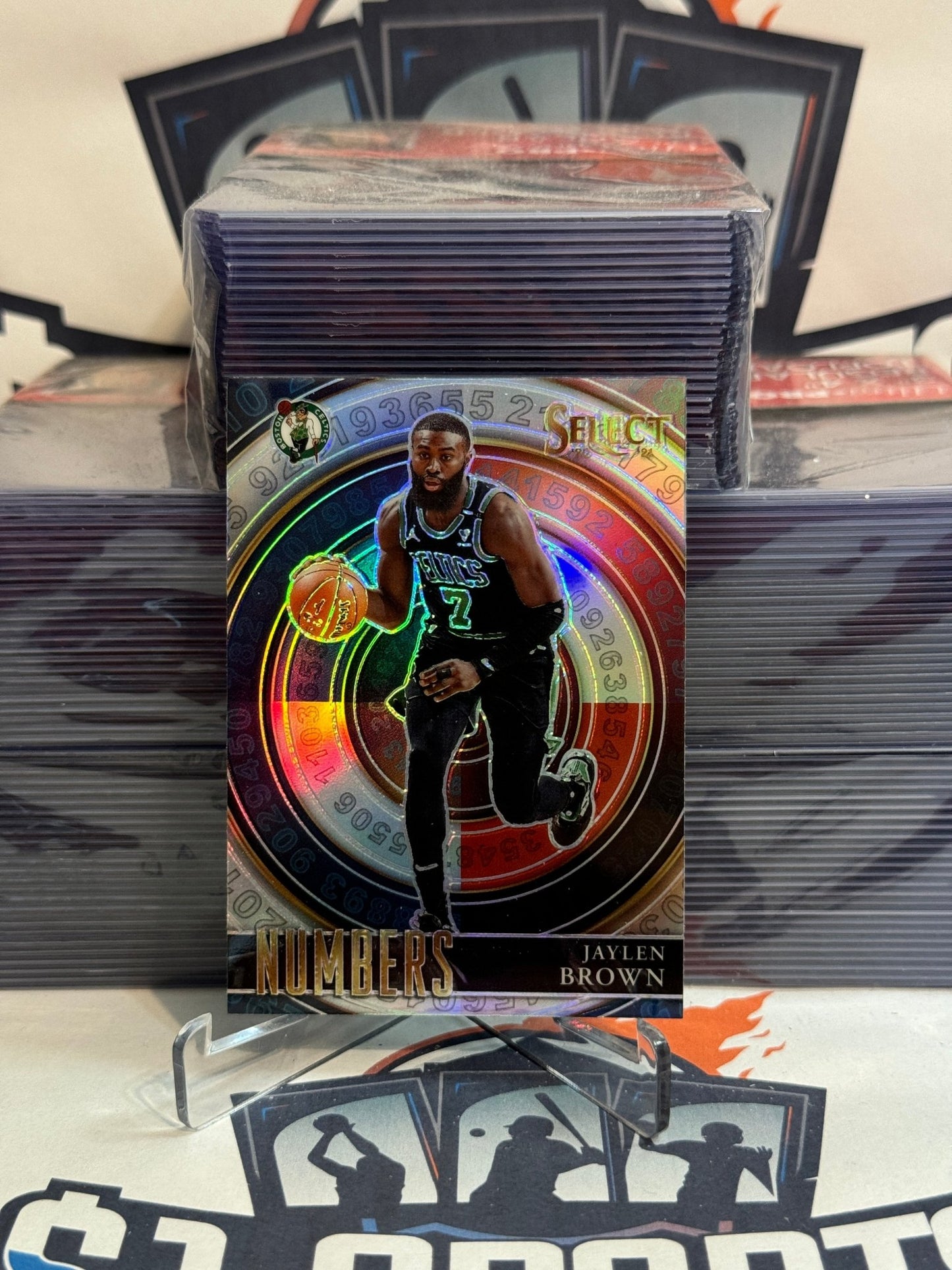 2020 Panini Select (Silver Prizm, Numbers) Jaylen Brown #5