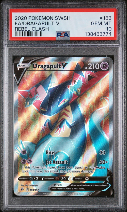 2020 Pokemon: Rebel Clash - Dragapult V (Full Art, Ultra Rare) 183 - PSA 10
