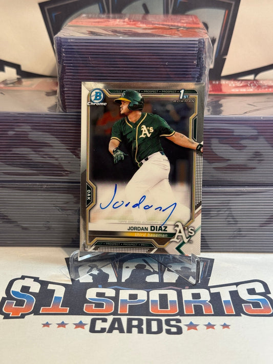 2021 Bowman Chrome Prospects (1st Bowman, Auto) Jordan Diaz #CPA - JDI