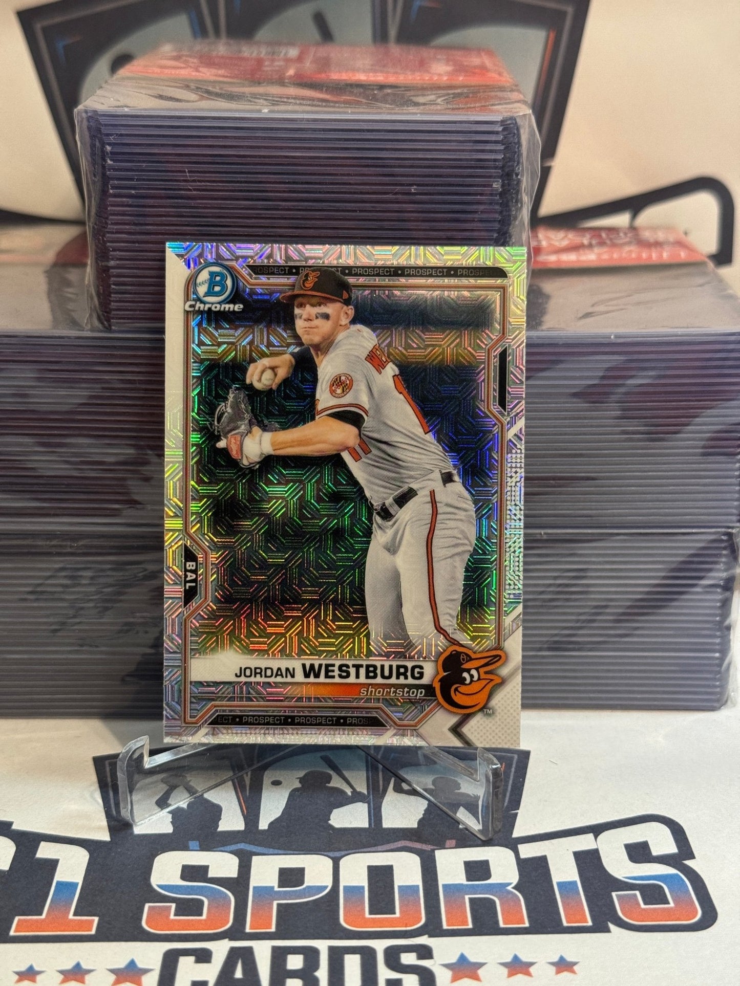 2021 Bowman Chrome Prospects (Mega Refractor) Jordan Westburg #BCP - 98
