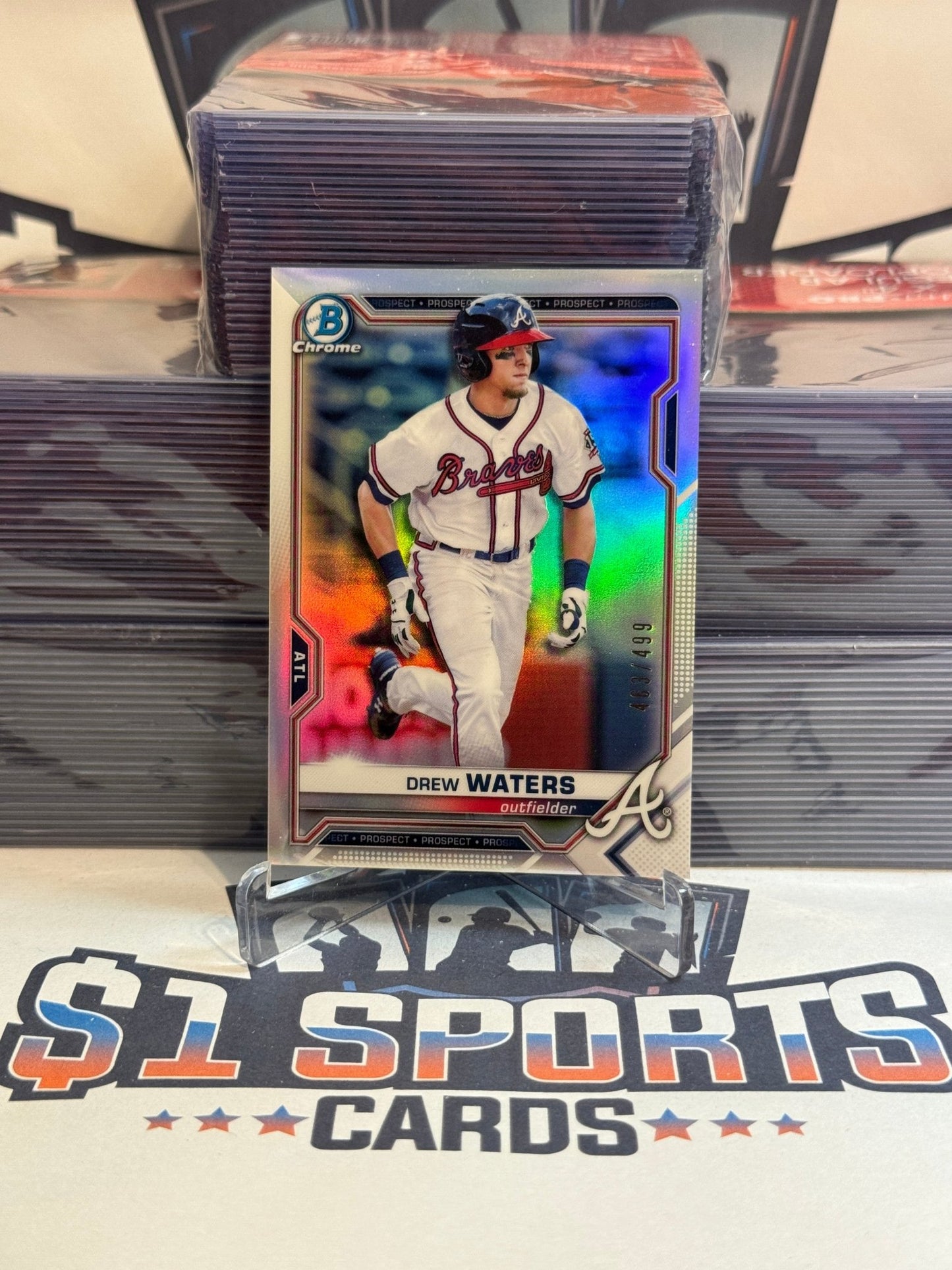 2021 Bowman Chrome Prospects (Refractor 463/499) Drew Waters #BCP - 160