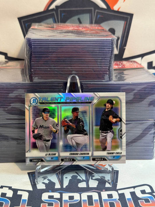 2021 Bowman Chrome (Talent Pipeline) JJ Bleday, Edward Cabrera, Tommy Eveld #TP-MIA