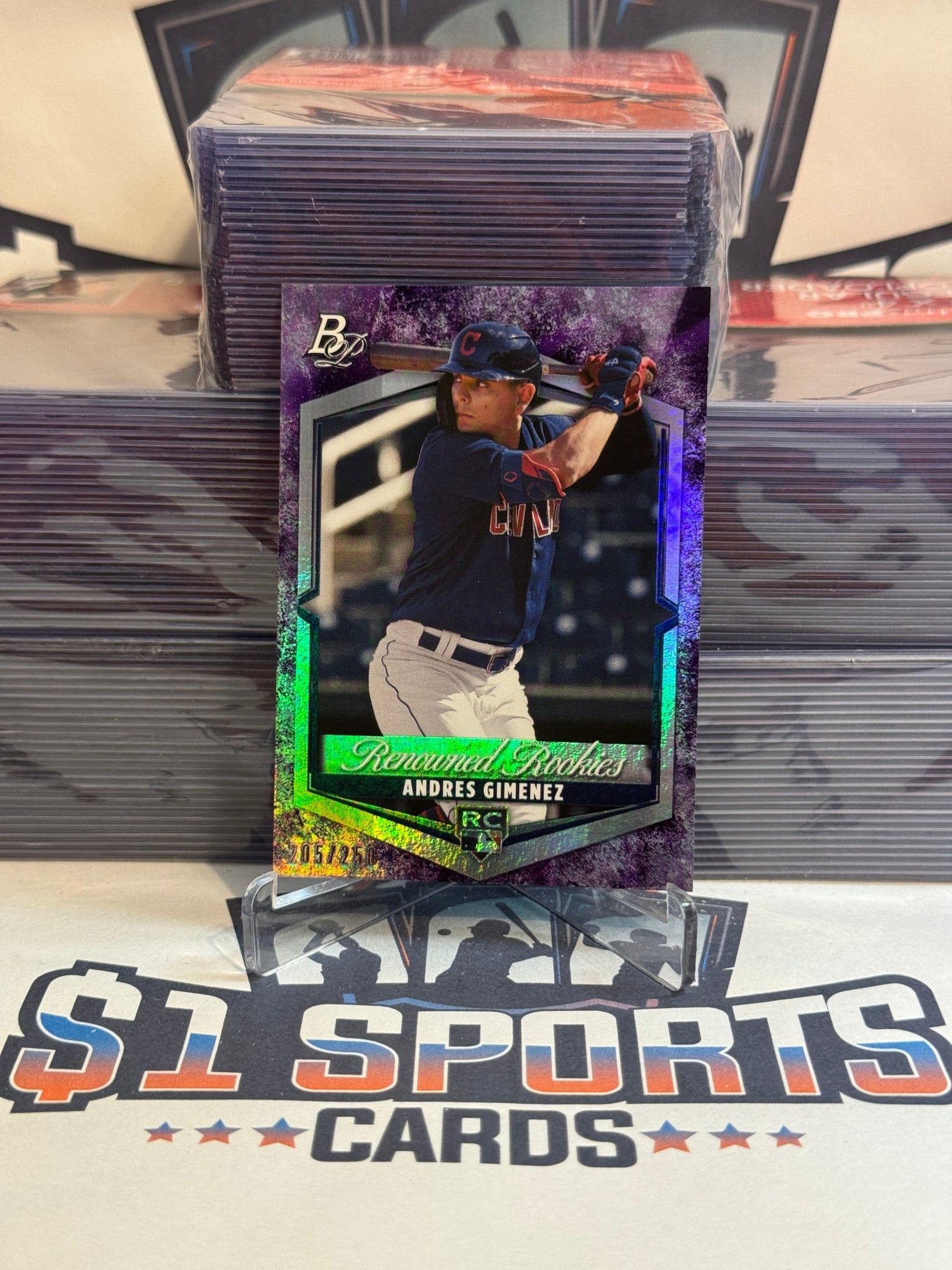 2021 Bowman Platinum (Purple, Renowned Rookies 205/250) Andres Gimenez #RR - 12