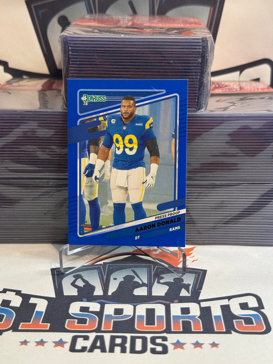 2021 Donruss (Blue Press Proof, Helmetless Variation) Aaron Donald #140