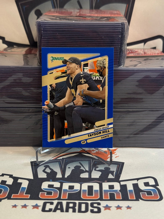 2021 Donruss (Blue Press Proof, Helmetless Variation) Taysom Hill #95