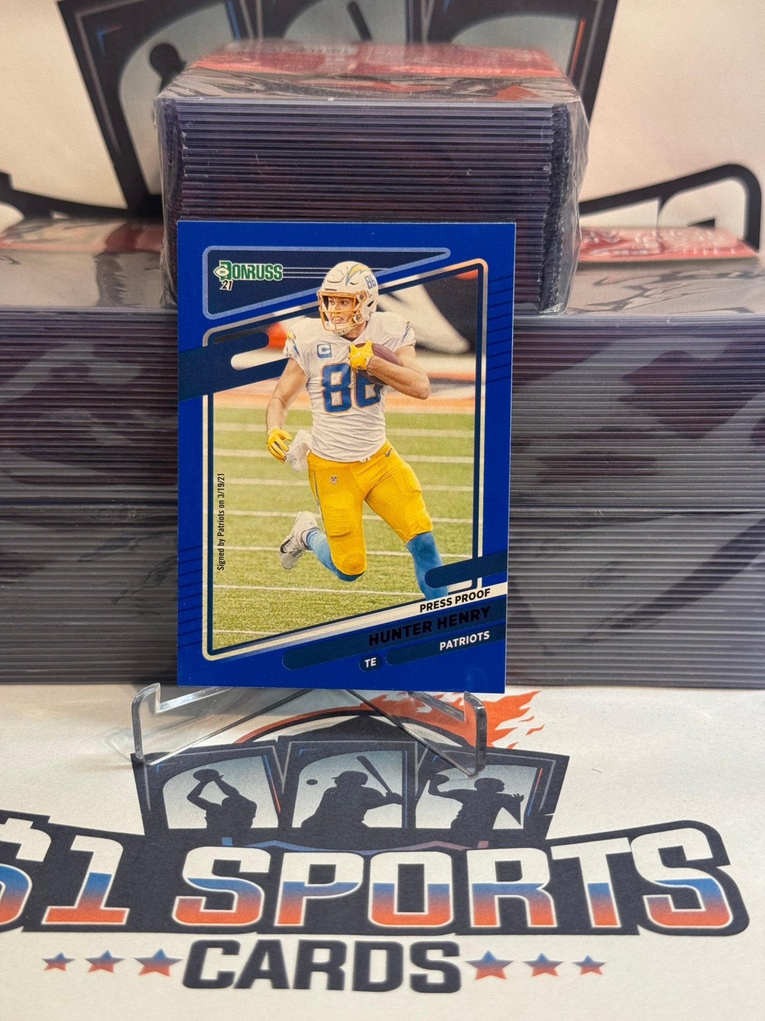 2021 Donruss (Blue Press Proof) Hunter Henry #48