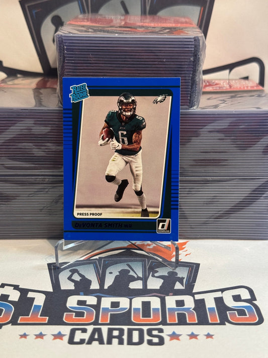 2021 Donruss (Blue Press Proof, Rated Rookie) DeVonta Smith #261