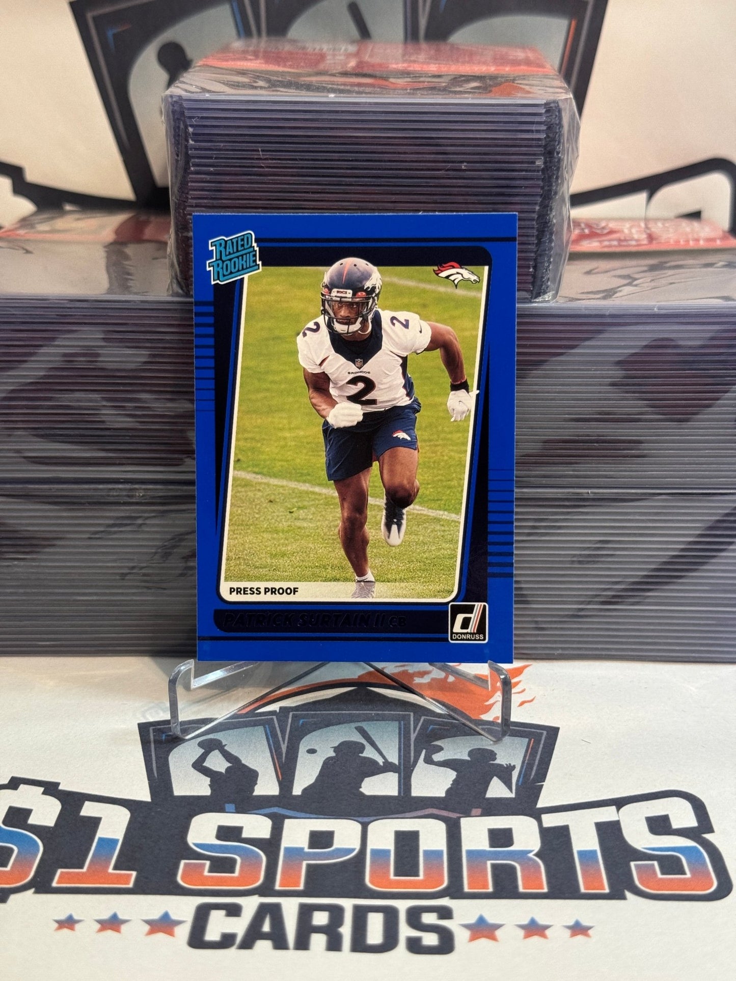 2021 Donruss (Blue Press Proof, Rated Rookie) Patrick Surtain II #330