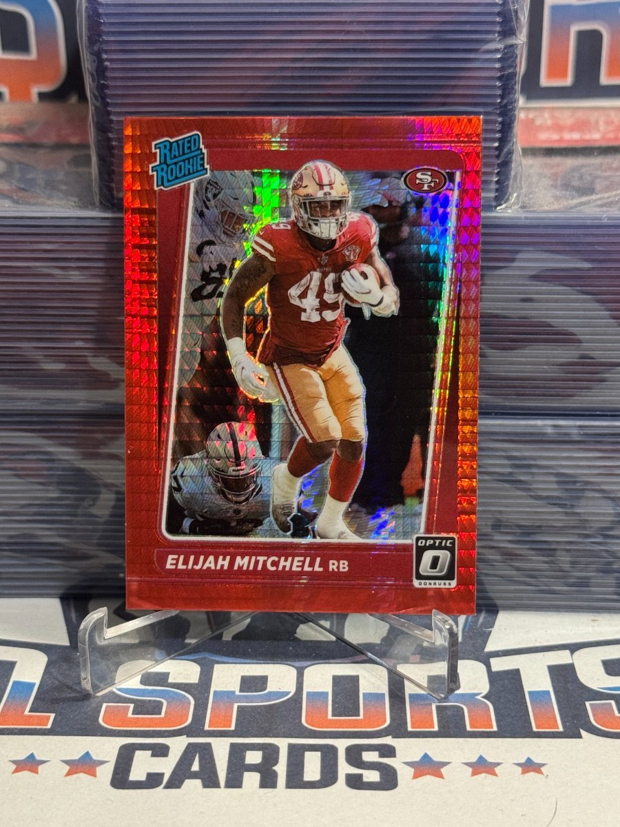 2021 Donruss Optic (Hyper Red Prizm, Rated Rookie) Elijah Mitchell 291