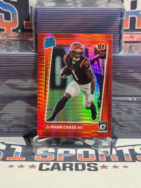 2021 Donruss Optic (Hyper Red Prizm, Rated Rookie) Ja'Marr Chase 