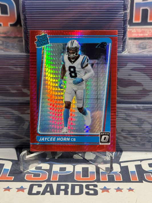 2021 Donruss Optic (Hyper Red Prizm, Rated Rookie) Jaycee Horn 243