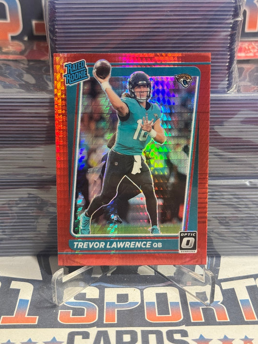 2021 Donruss Optic (Hyper Red Prizm, Rated Rookie) Trevor Lawrence 201