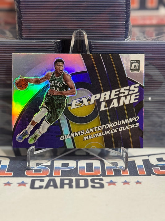 2021 Donruss Optic (Purple Prizm, Express Lane) Giannis Antetokounmpo 3