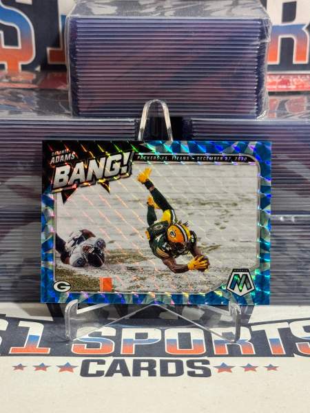 2021 Panini Mosaic (Blue Prizm, Bang! 85/99) Davante Adams B-14