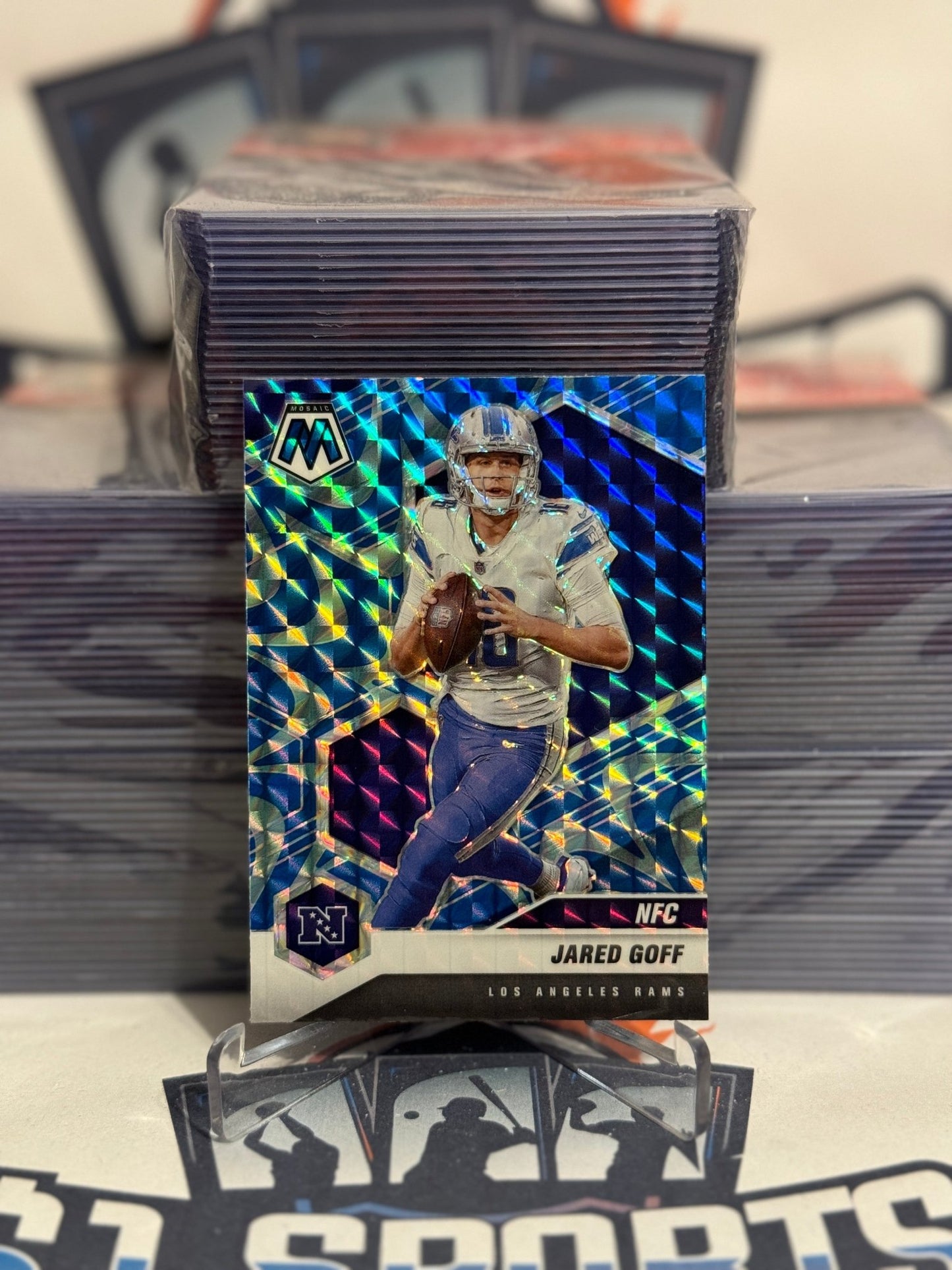 2021 Panini Mosaic (Blue Reactive Prizm, NFC) Jared Goff #207