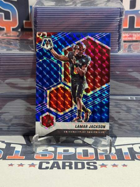 2021 Panini Mosaic Draft Picks (Blue Reactive Prizm 22/75) Lamar Jackson 58
