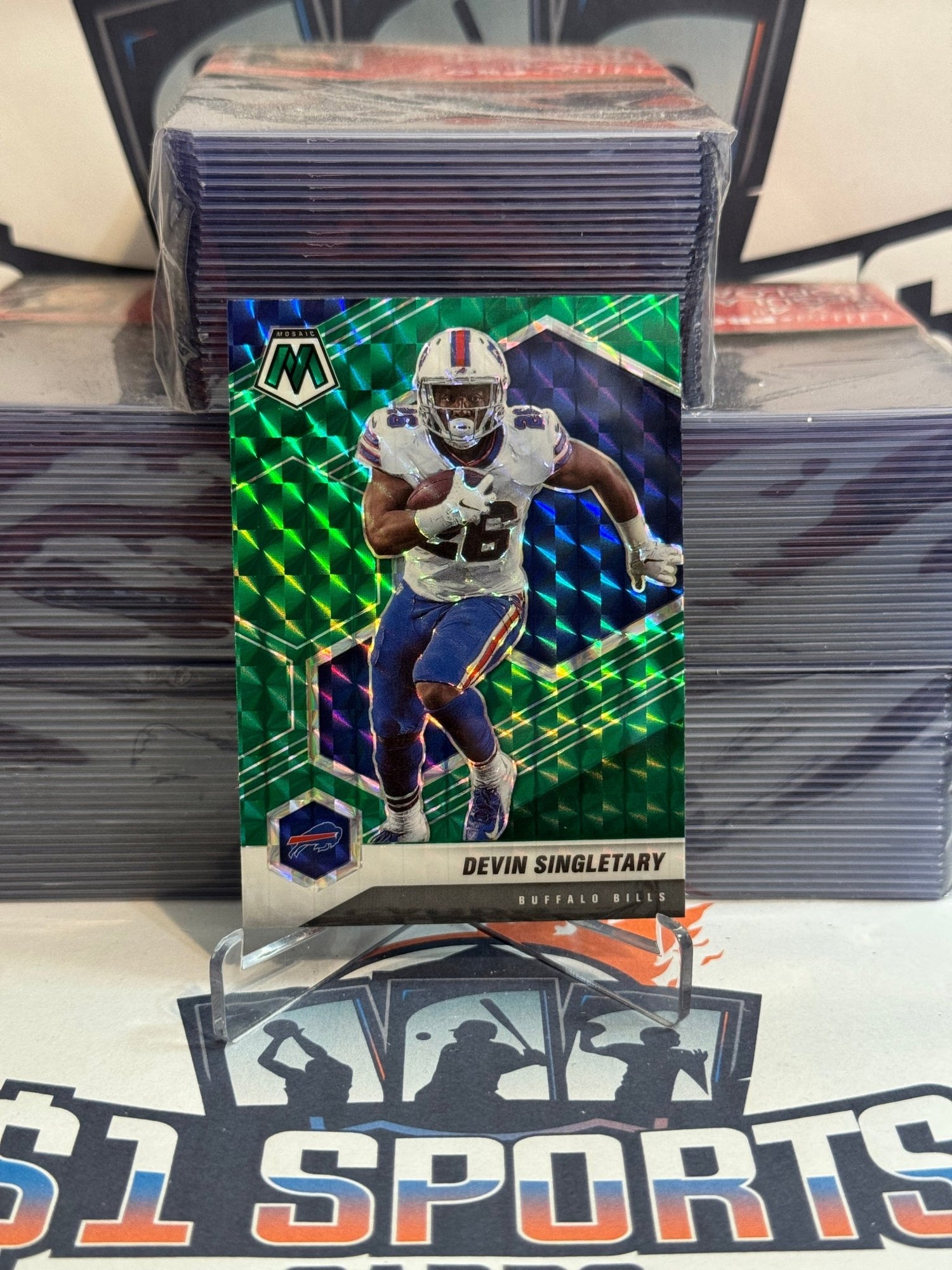 2021 Panini Mosaic (Green Prizm) Devin Singletary #30