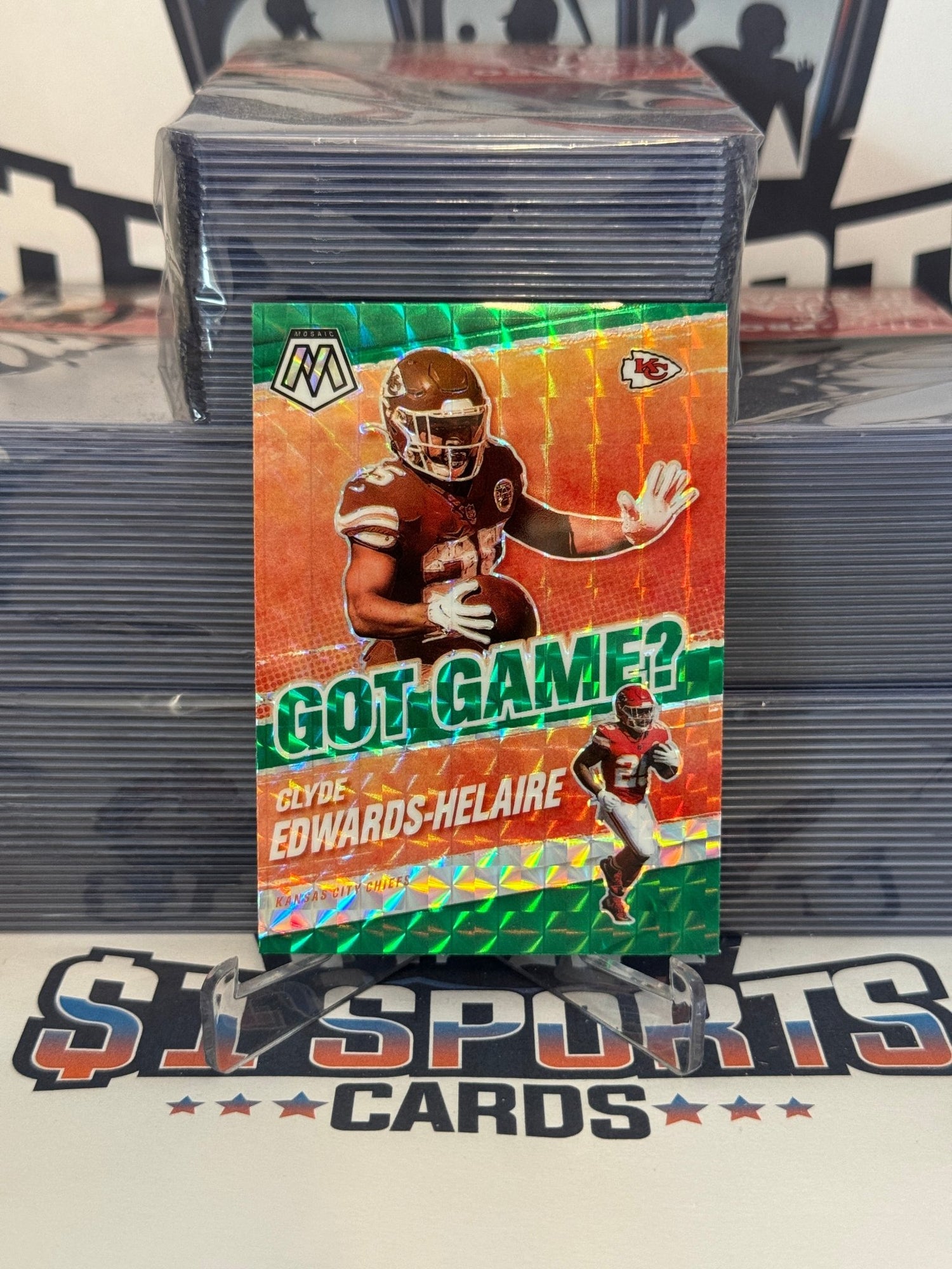 2021 Panini Mosaic (Green Prizm, Got Game?) Clyde Edwards-Helaire #GG-12