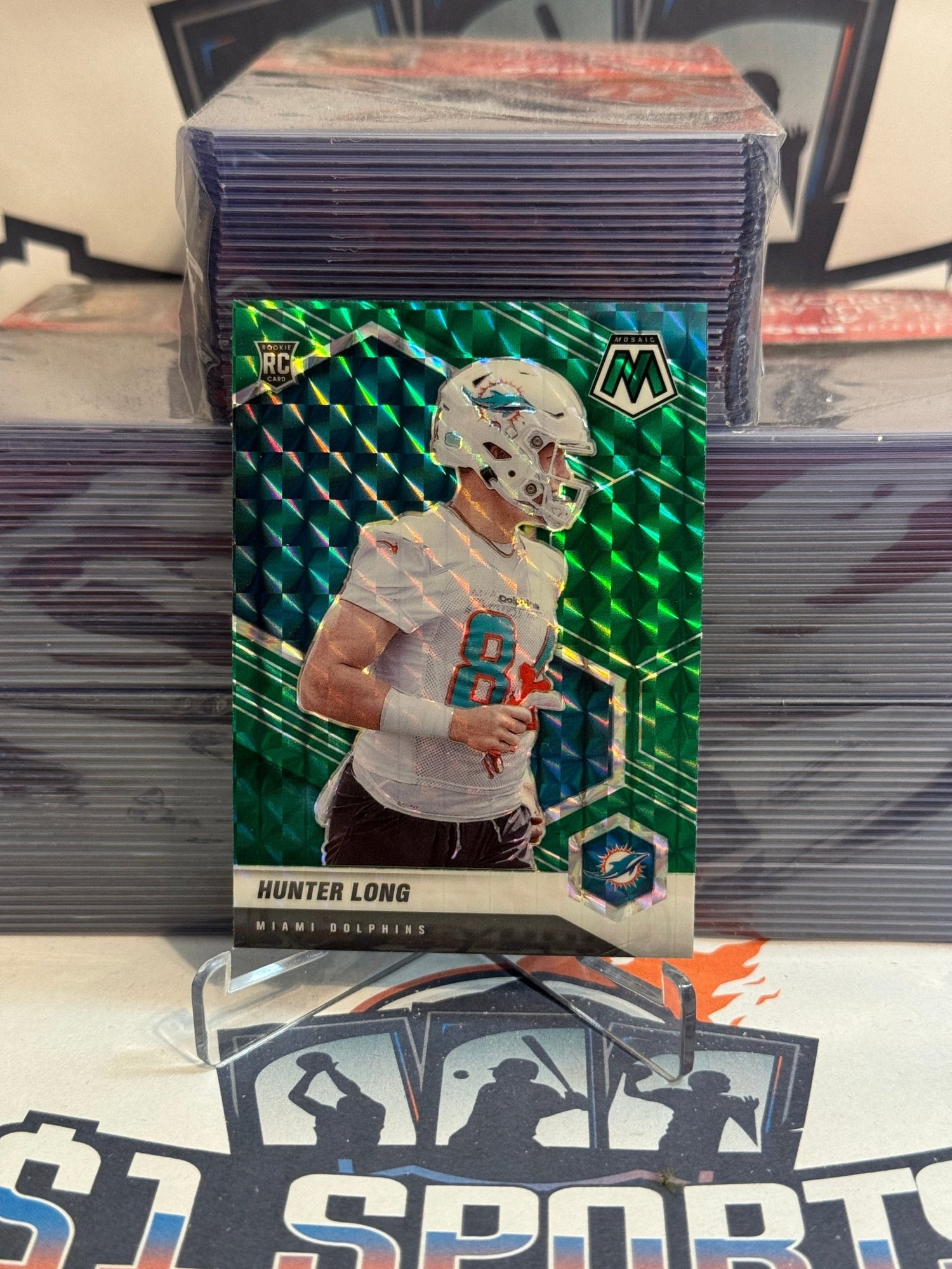 2021 Panini Mosaic (Green Prizm) Hunter Long Rookie #384