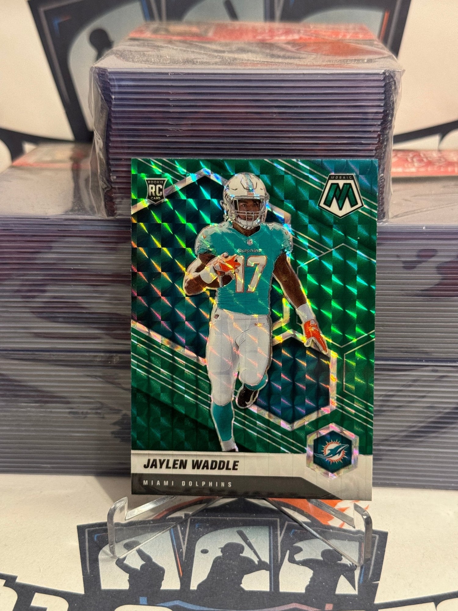 2021 Panini Mosaic (Green Prizm) Jaylen Waddle Rookie #308