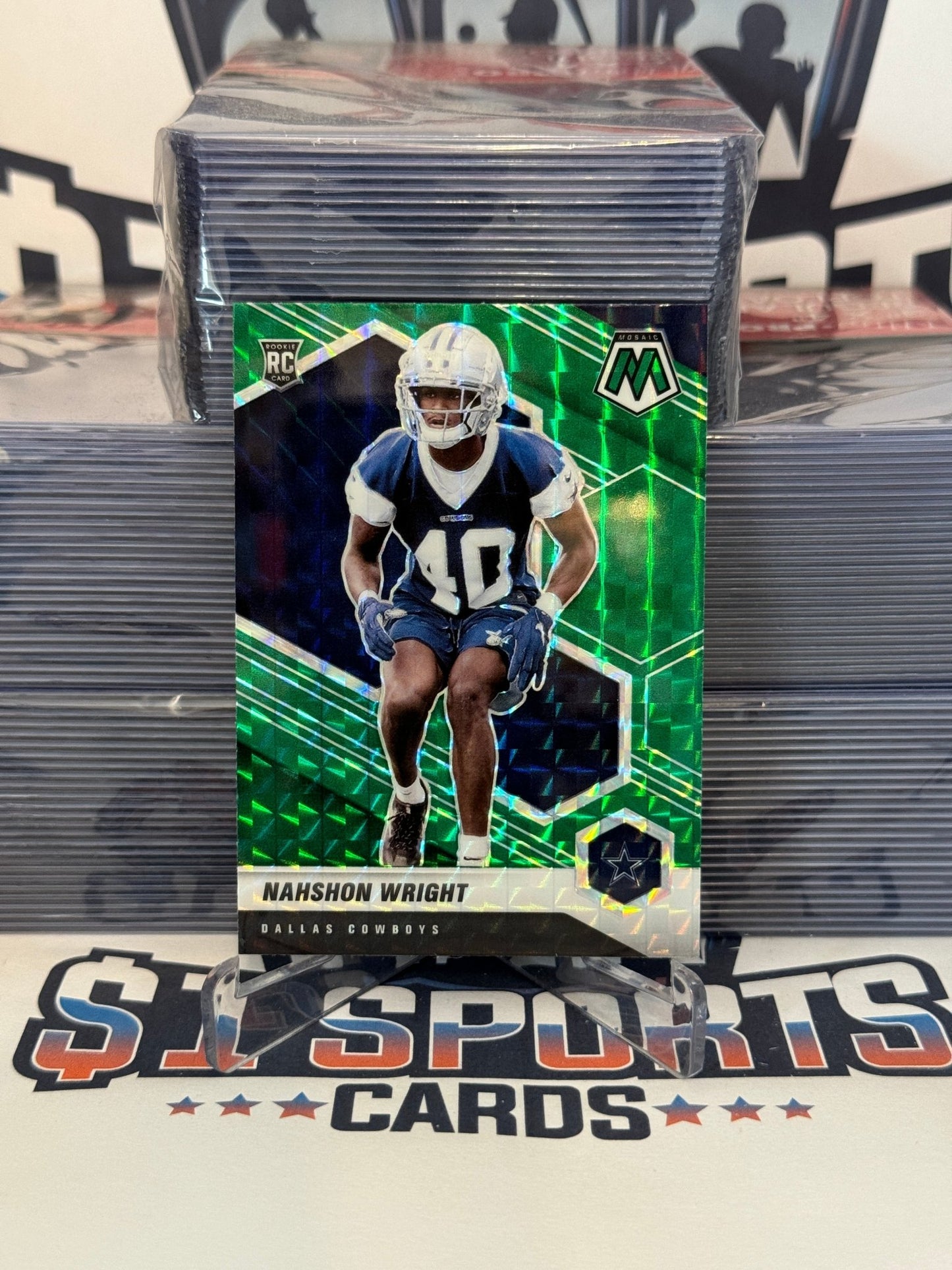 2021 Panini Mosaic (Green Prizm) Nashon Wright Rookie #349