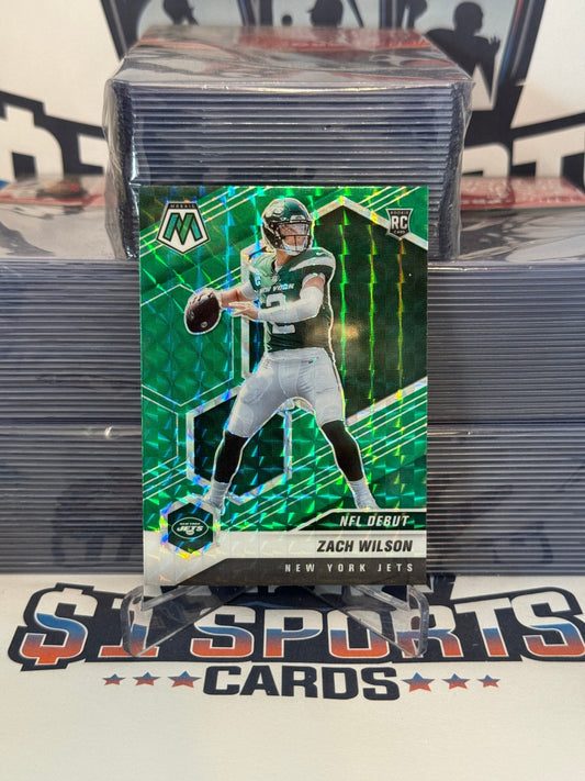 2021 Panini Mosaic (Green Prizm, NFL Debut) Zach Wilson Rookie #243