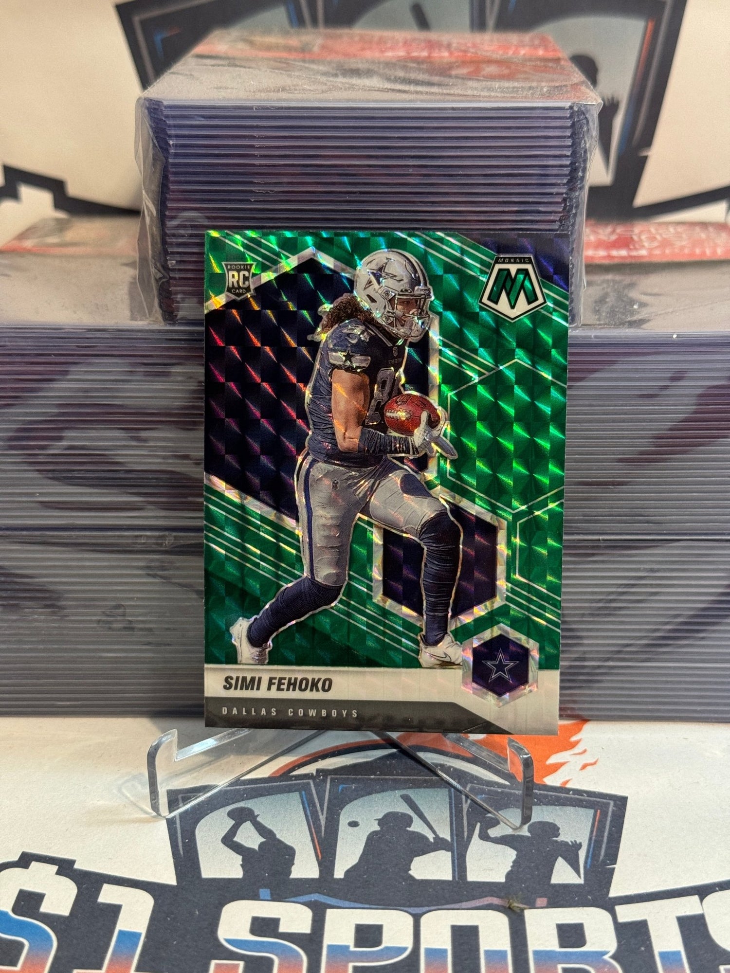 2021 Panini Mosaic (Green Prizm) Simi Fehoko Rookie #341