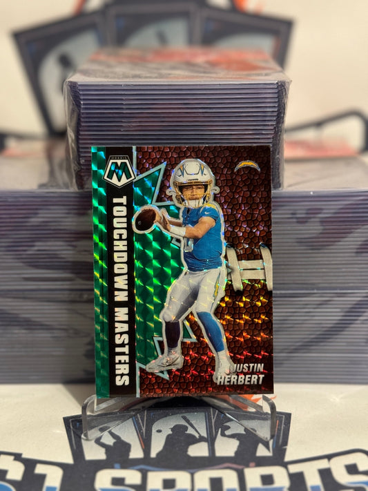 2021 Panini Mosaic (Green Prizm, Touchdown Masters) Justin Herbert #TM-16