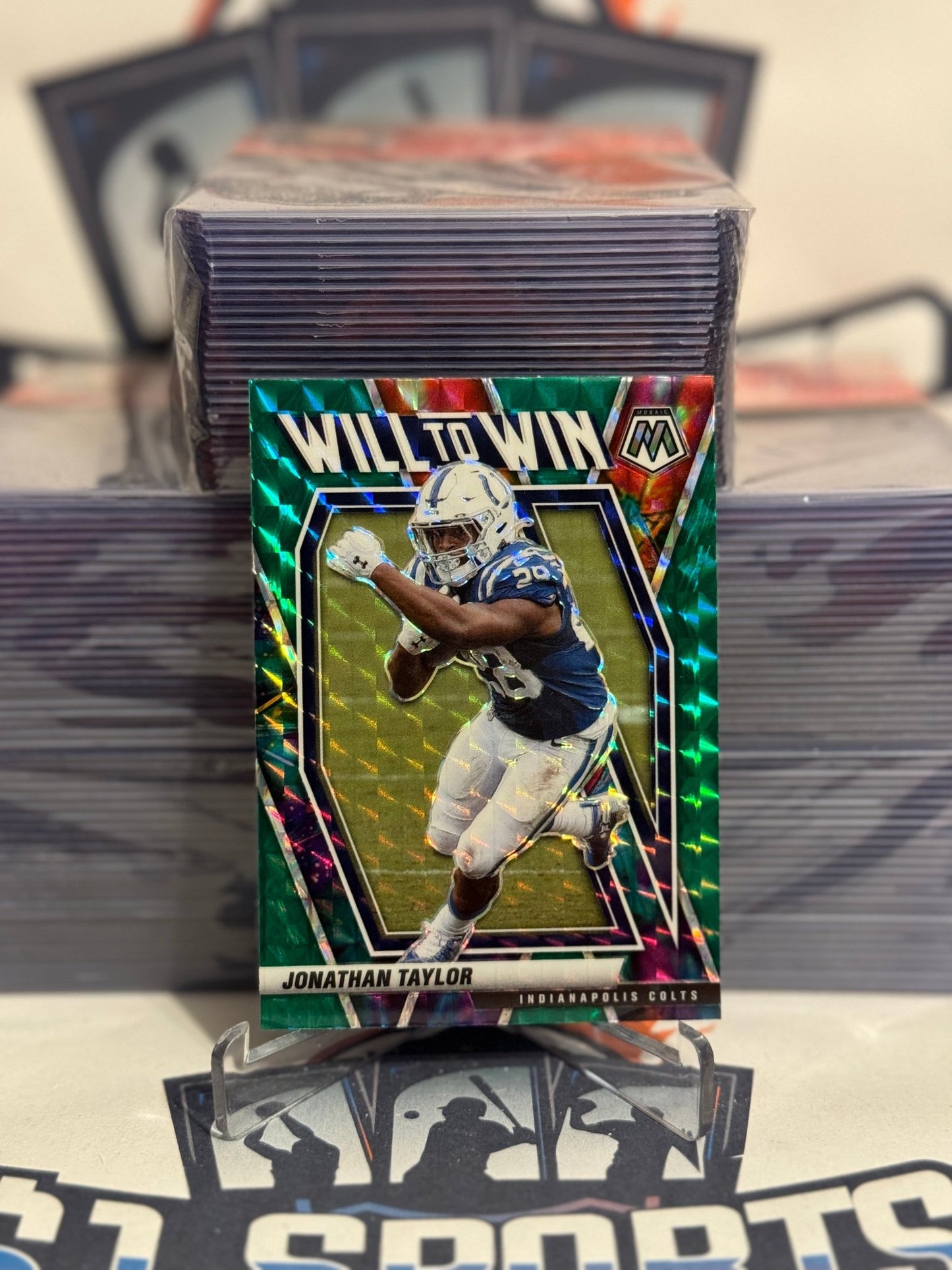 2021 Panini Mosaic (Green Prizm, Will to Win) Jonathan Taylor #WW-9