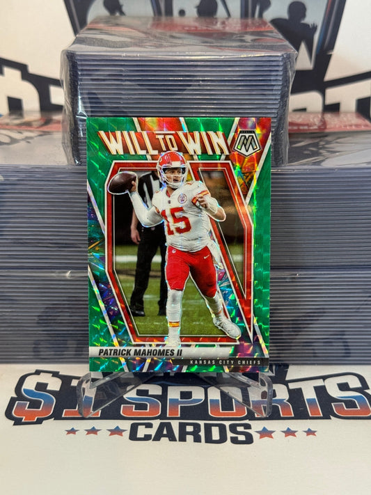 2021 Panini Mosaic (Green Prizm, Will to Win) Patrick Mahomes II #WW-2