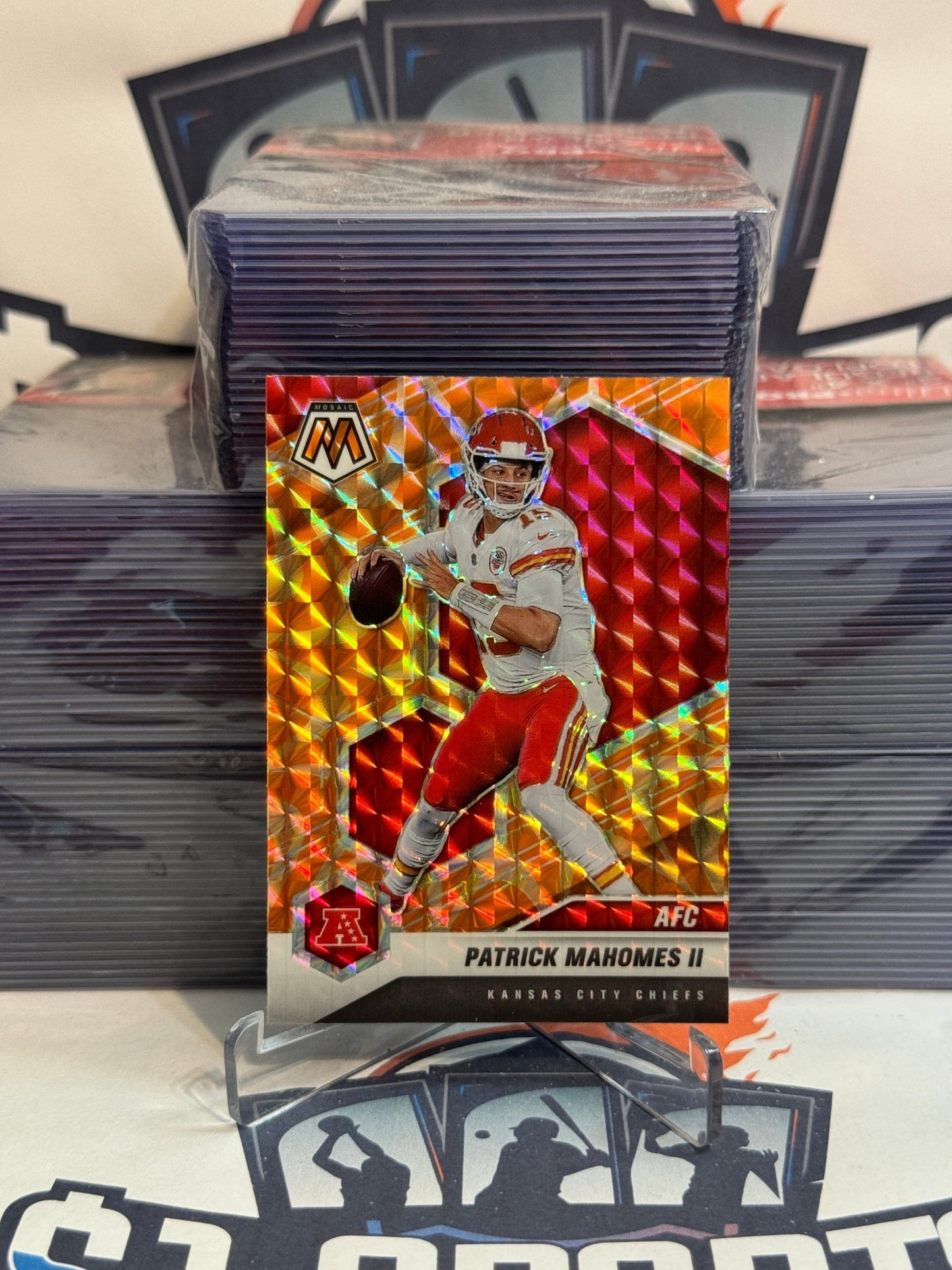 2021 Panini Mosaic (Orange Reactive Prizm, AFC) Patrick Mahomes II #221