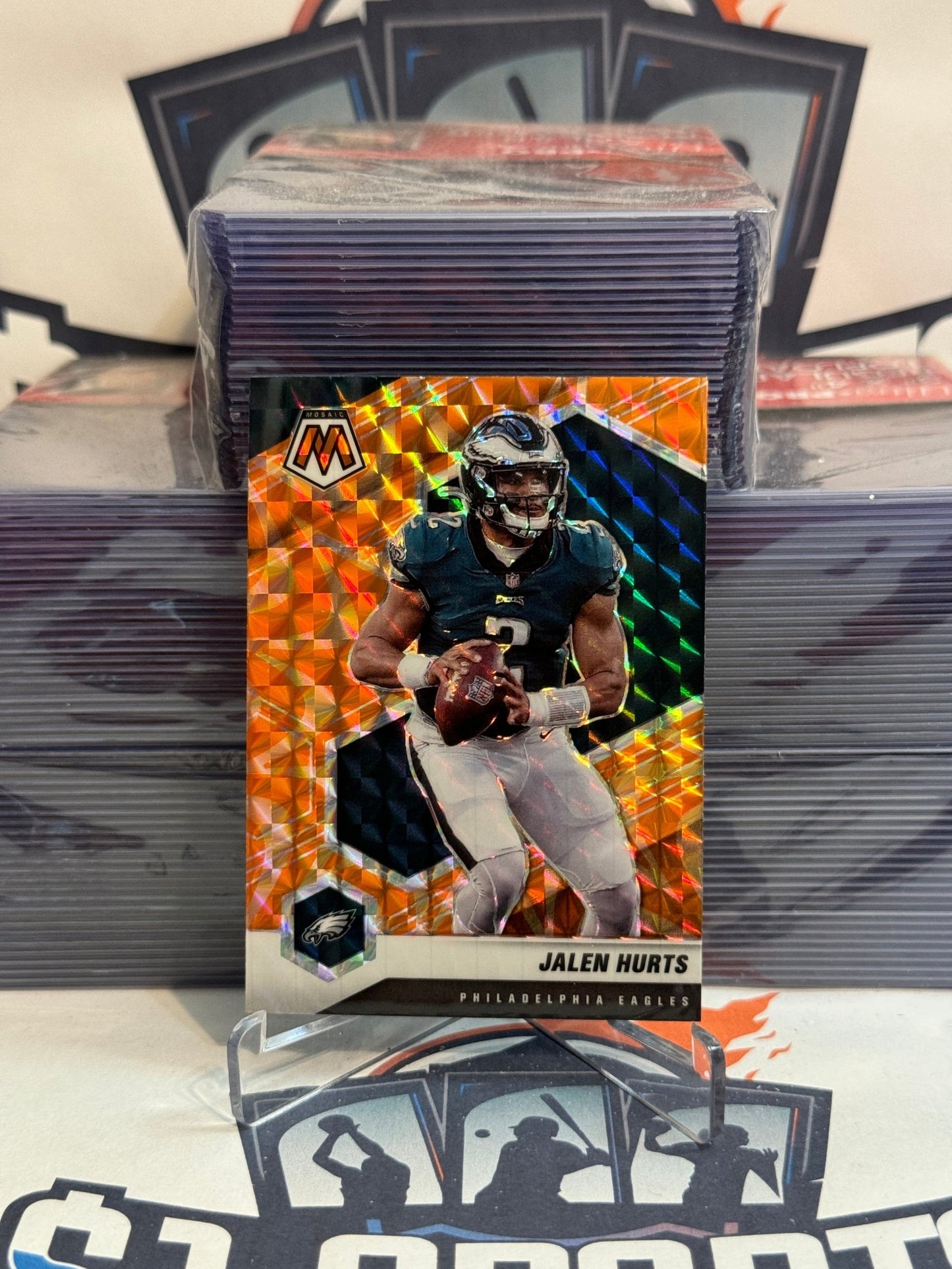 2021 Panini Mosaic (Orange Reactive Prizm) Jalen Hurts #160