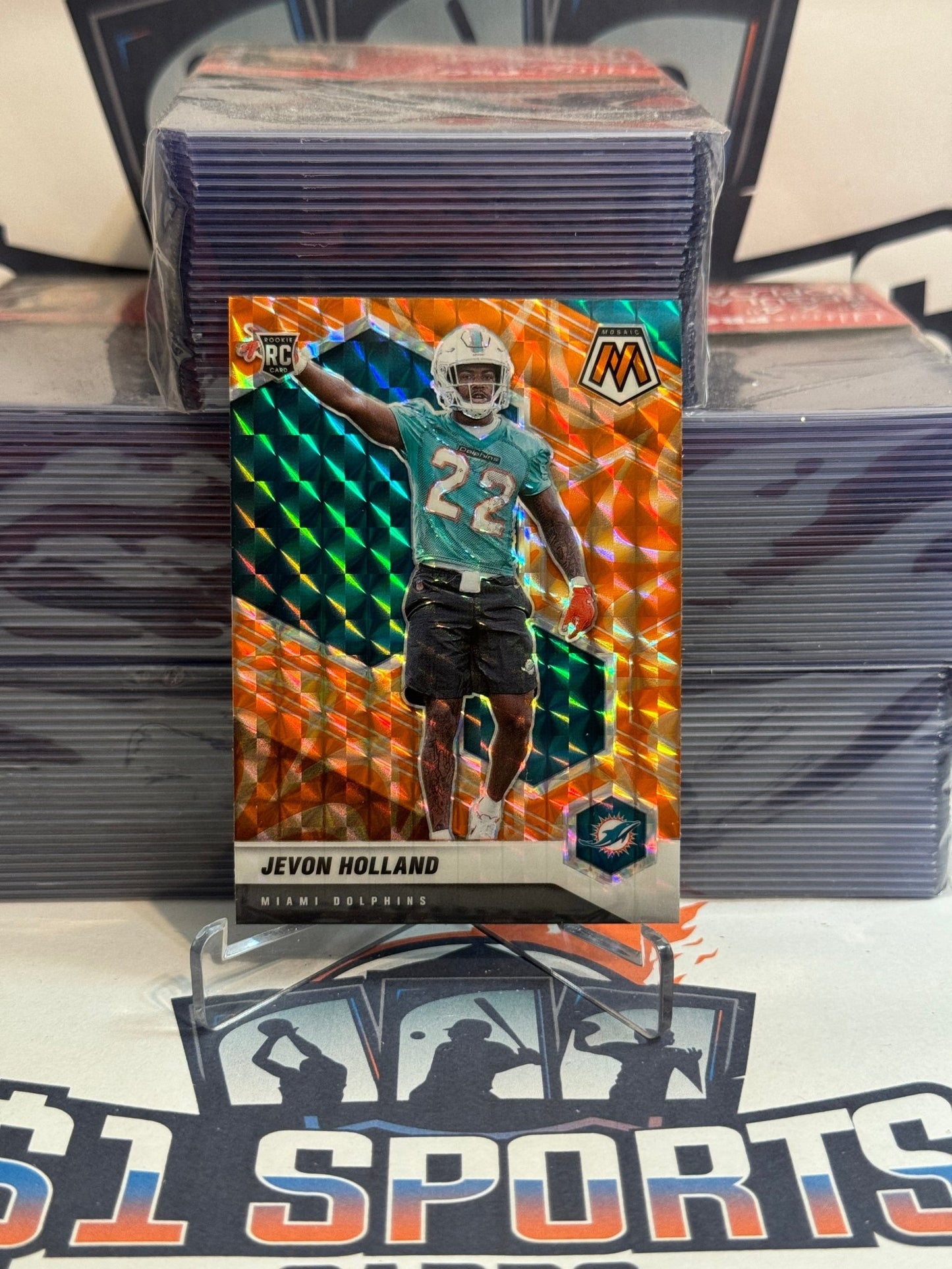 2021 Panini Mosaic (Orange Reactive Prizm) Jevon Holland Rookie #382