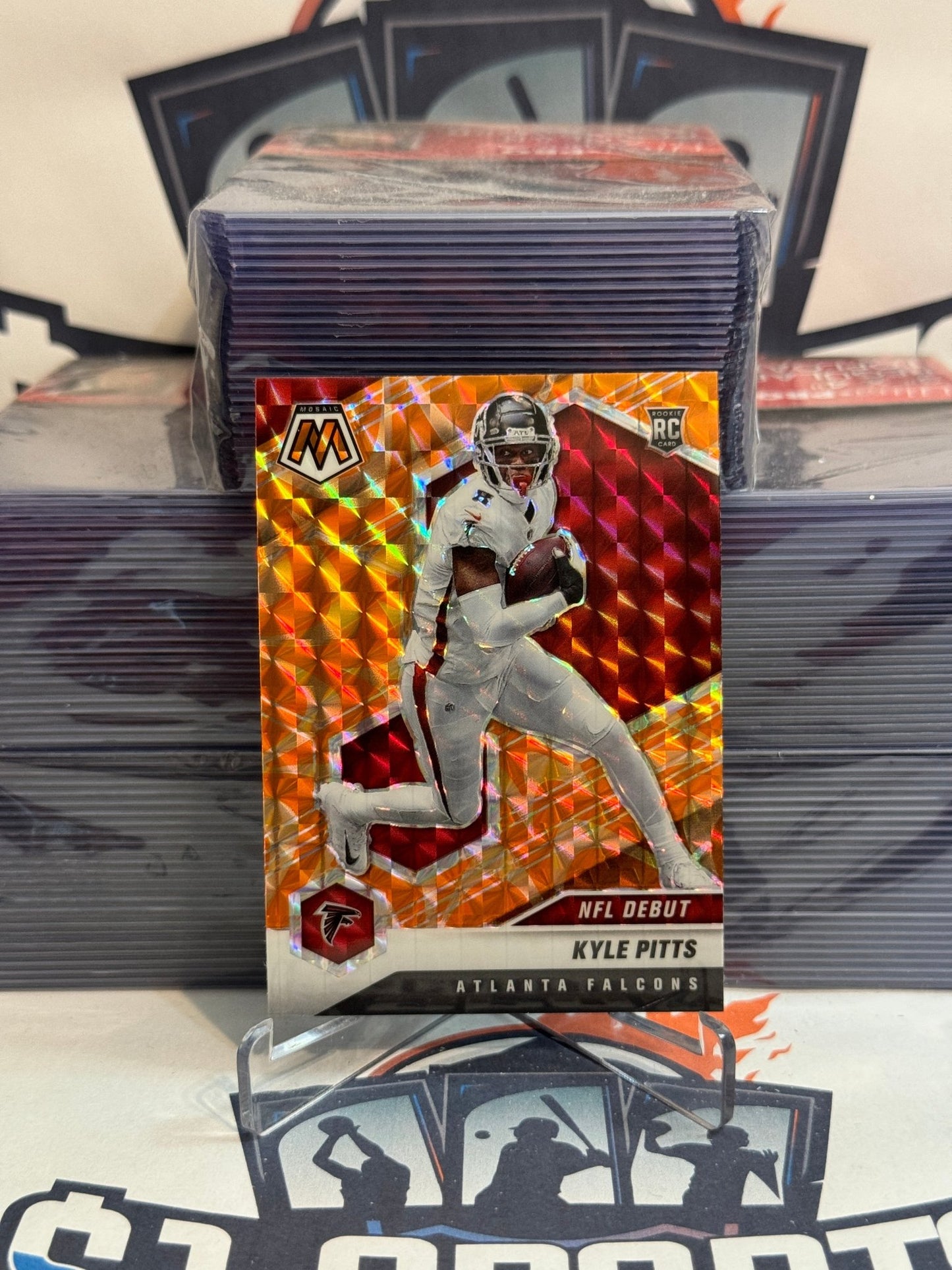 2021 Panini Mosaic (Orange Reactive Prizm, NFL Debut) Kyle Pitts Rookie #250