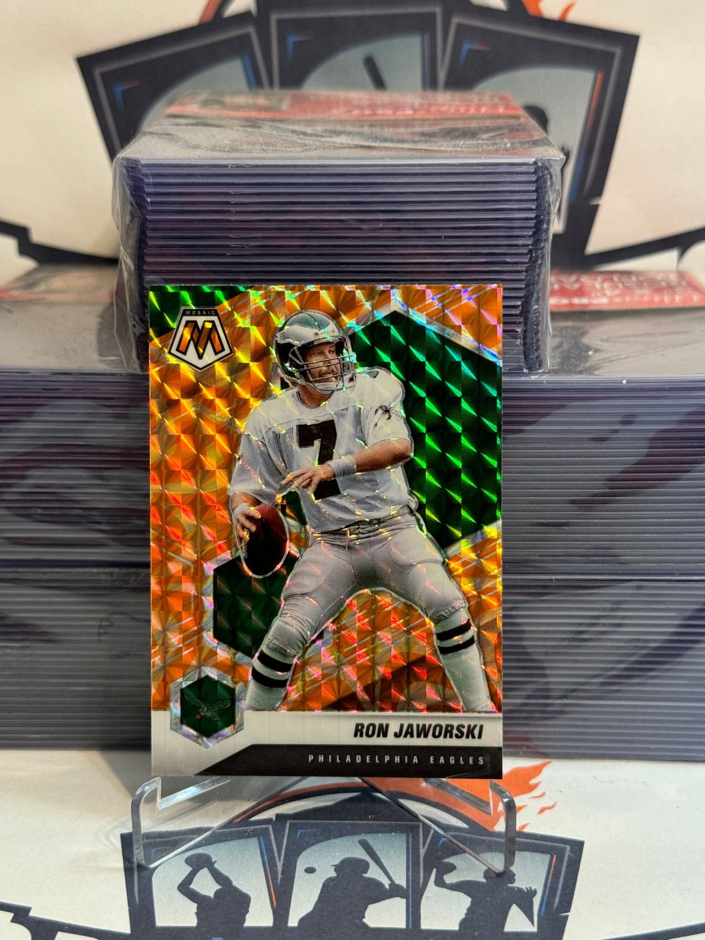 2021 Panini Mosaic (Orange Reactive Prizm) Ron Jaworski #162