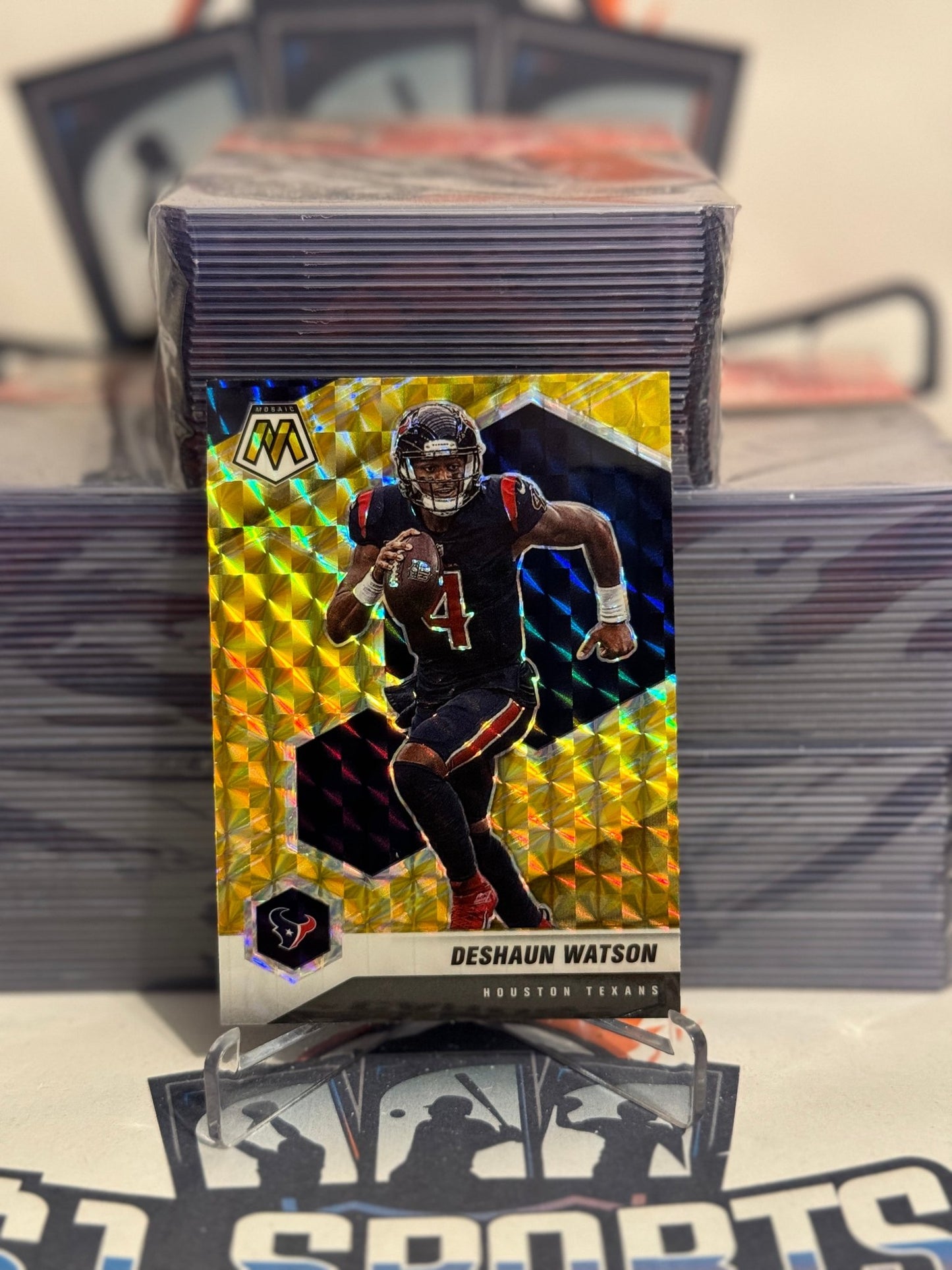 2021 Panini Mosaic (Yellow Reactive Prizm) Deshaun Watson #85