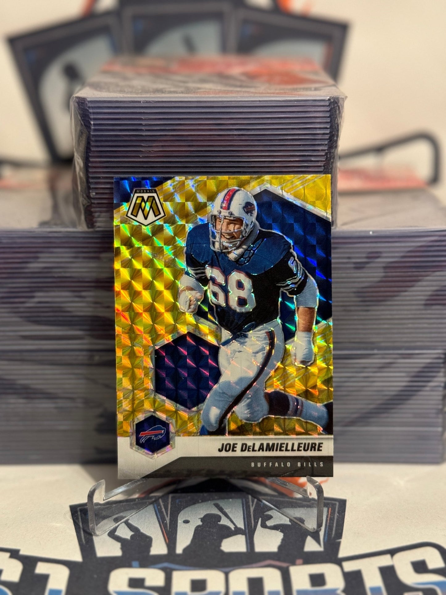 2021 Panini Mosaic (Yellow Reactive Prizm) Joe DeLamielleure #28