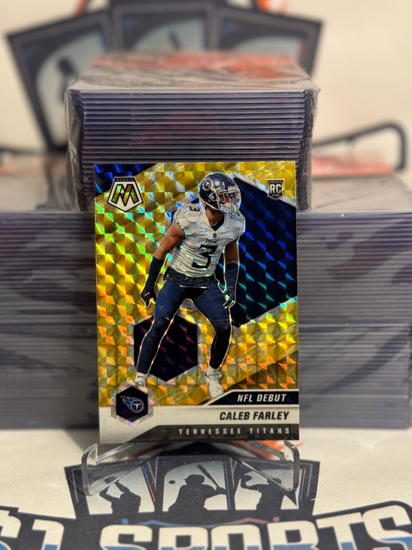 2021 Panini Mosaic (Yellow Reactive Prizm, NFL Debut) Caleb Farley Rookie #258